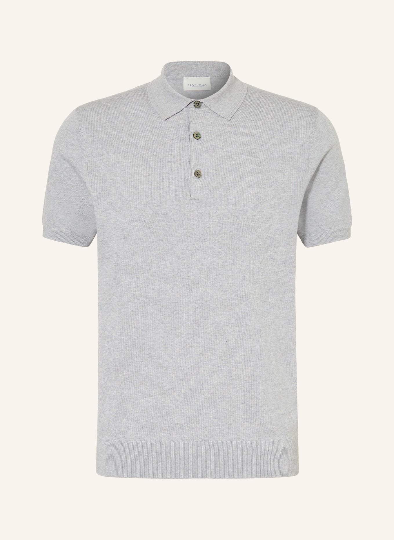 PROFUOMO Strick-Poloshirt: HELLGRAU