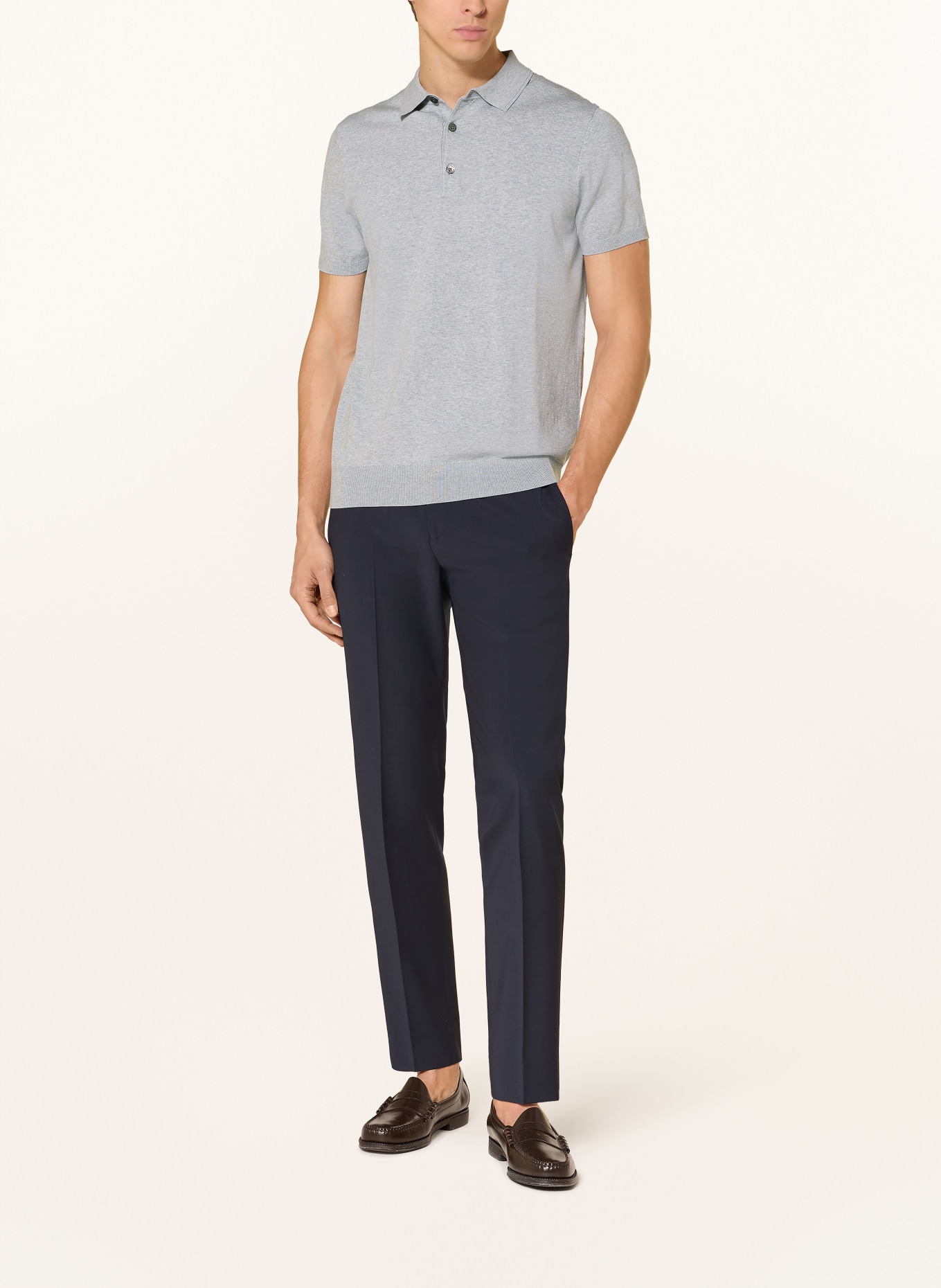 PROFUOMO Strick-Poloshirt: HELLGRAU