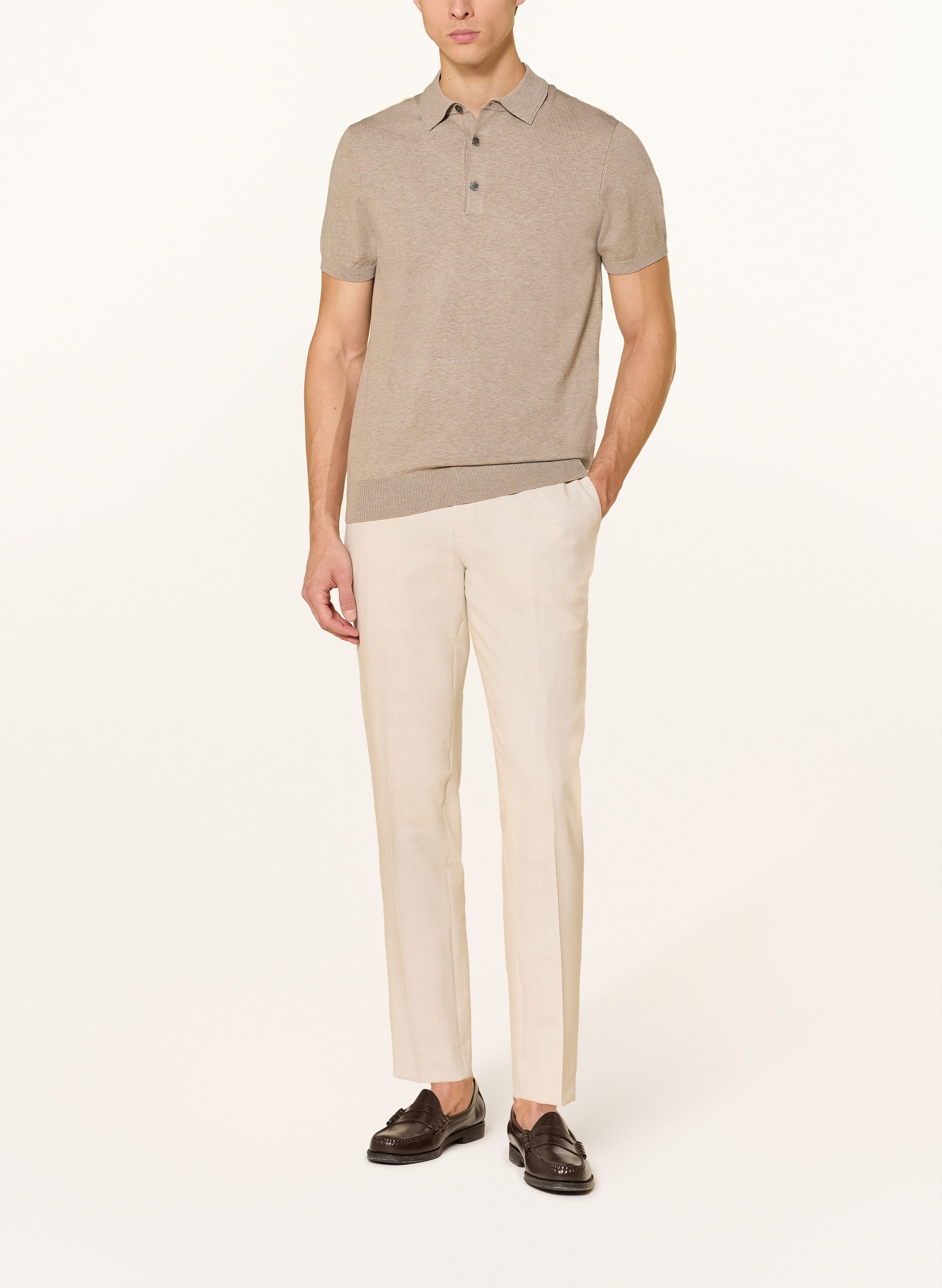 PROFUOMO Gebreid poloshirt: BEIGE
