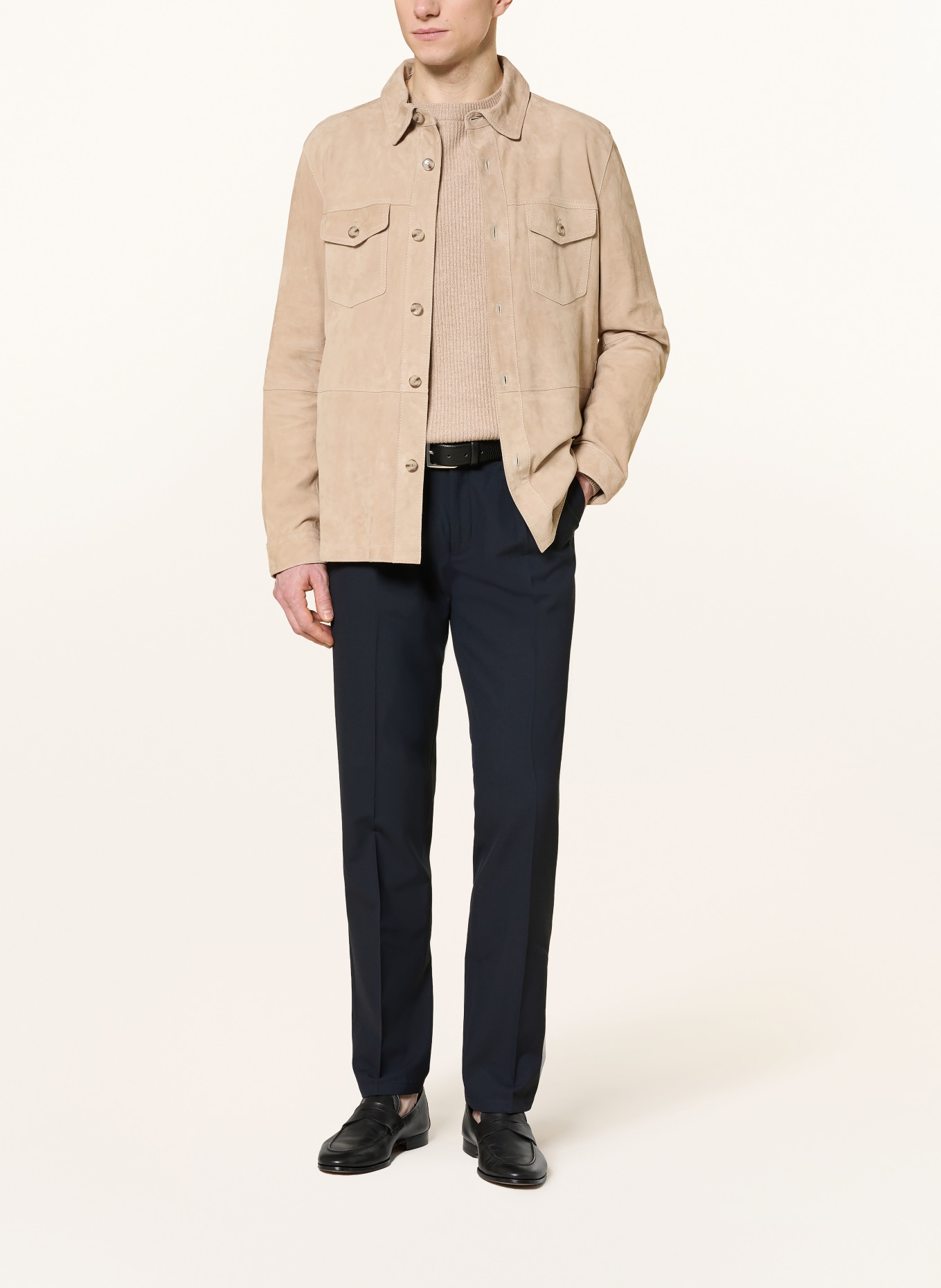 PROFUOMO Chino Regular Fit: TMAVĚ MODRÁ