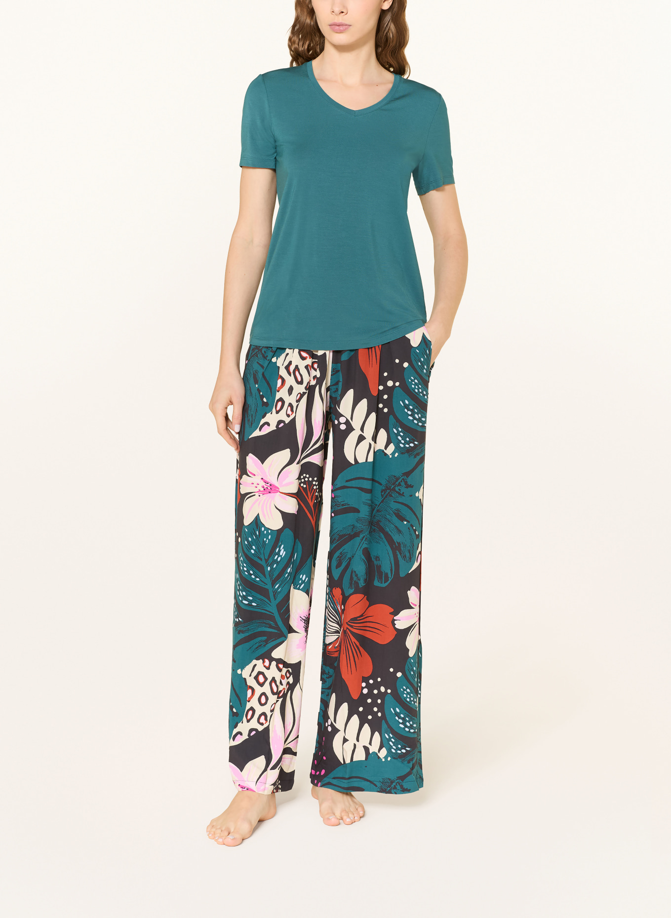 SCHIESSER Spací kalhoty MIX+RELAX: ZELENÁ / RŮŽOVÁ / ČERNÁ