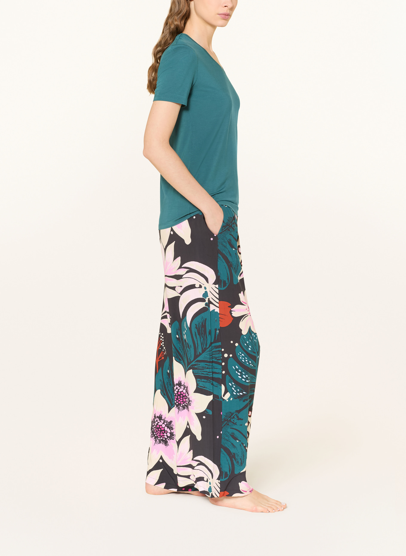 SCHIESSER Spací kalhoty MIX+RELAX: ZELENÁ / RŮŽOVÁ / ČERNÁ