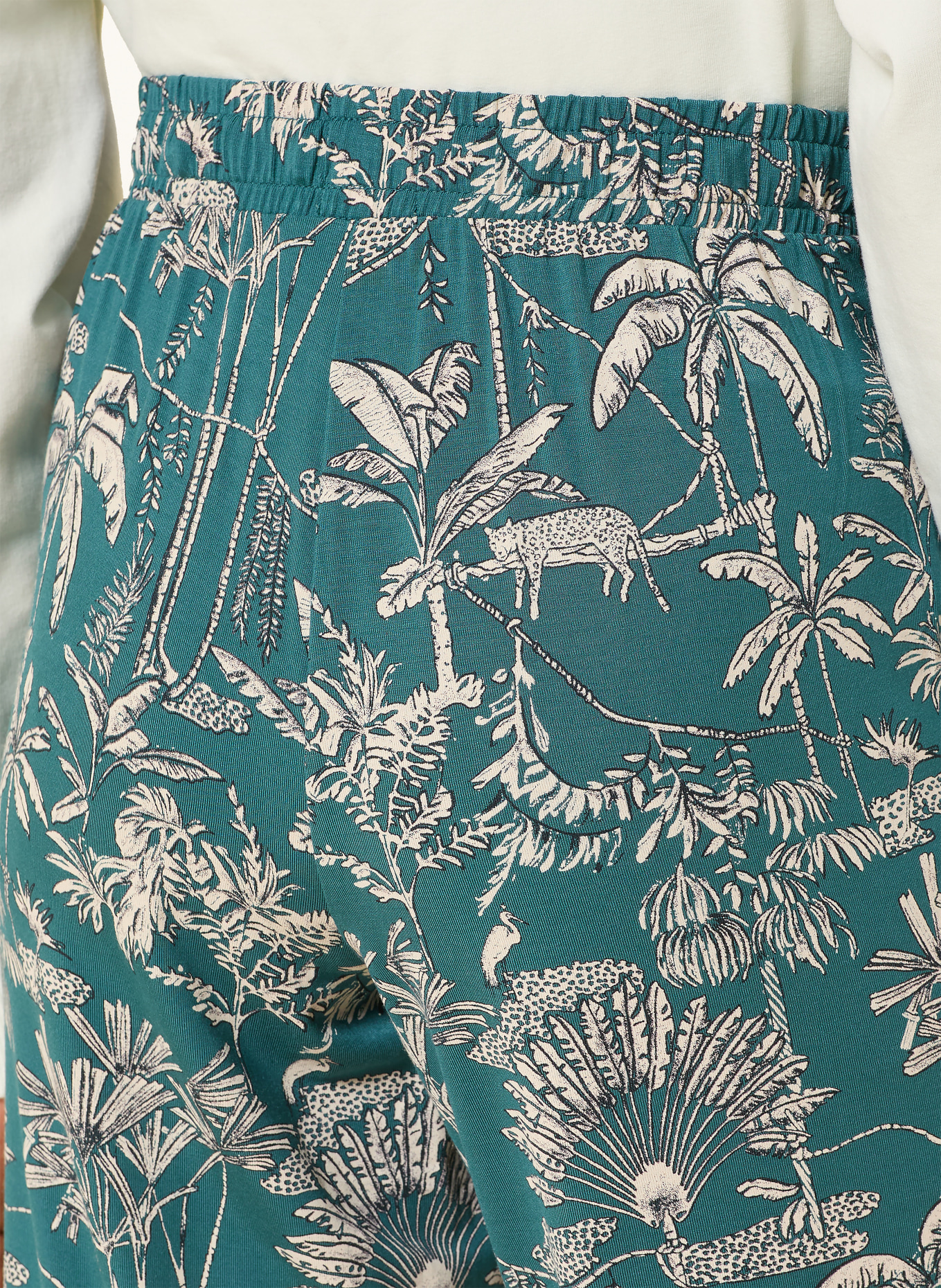 SCHIESSER Spodnie lounge 3/4 MIX+RELAX: PETROL / KREMOWY