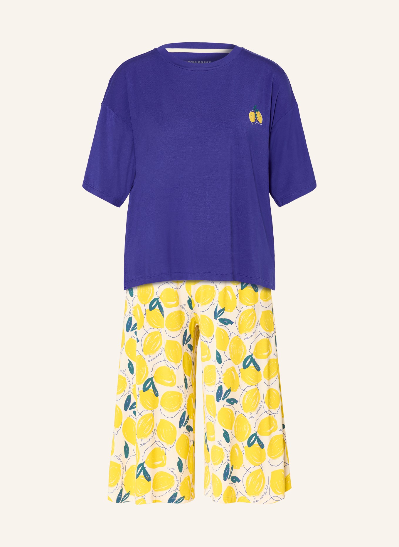 SCHIESSER 3/4-length pajamas CASUAL FASHION: DARK BLUE / DARK YELLOW