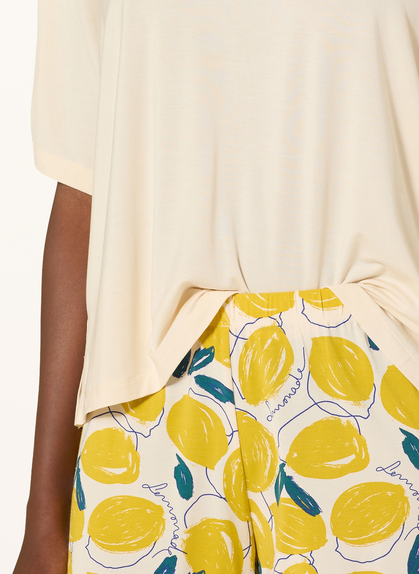 SCHIESSER Pyjama short CASUAL FASHION: ÉCRU / JAUNE FONCÉ / BLEU PÉTROLE