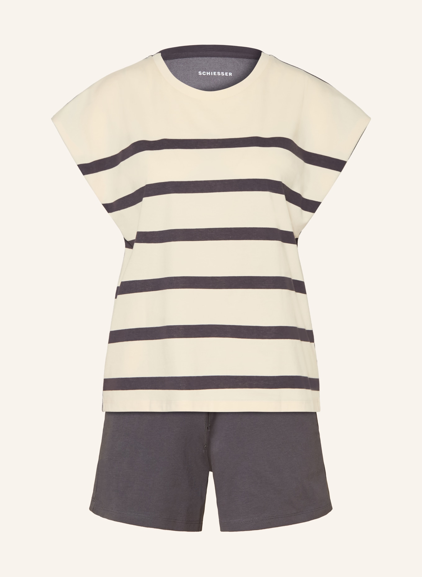 SCHIESSER Shorty pajamas: DARK GRAY / CREAM