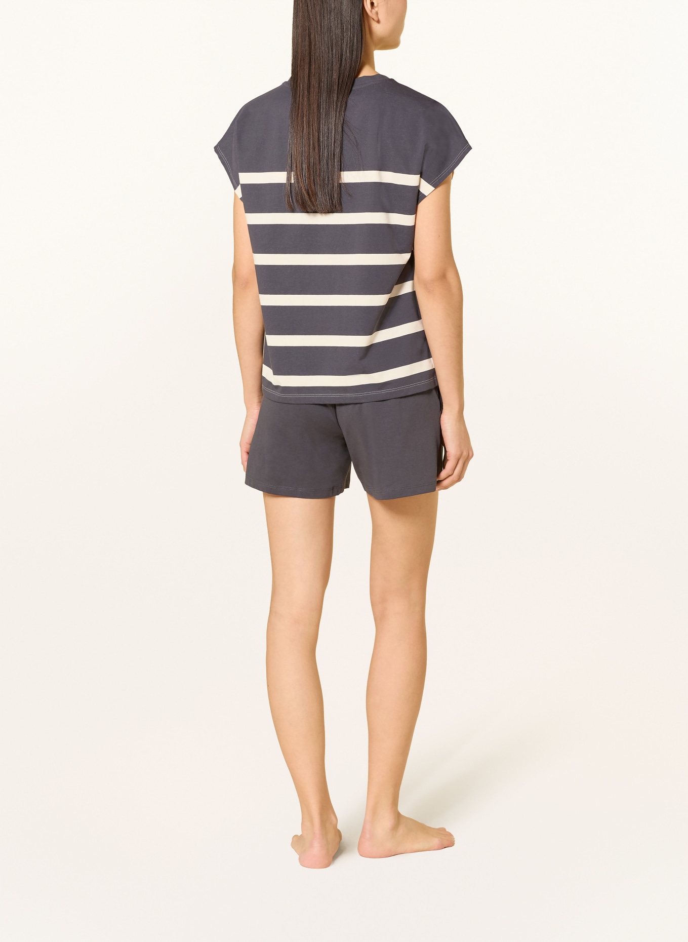 SCHIESSER Shorty pajamas: DARK GRAY / CREAM