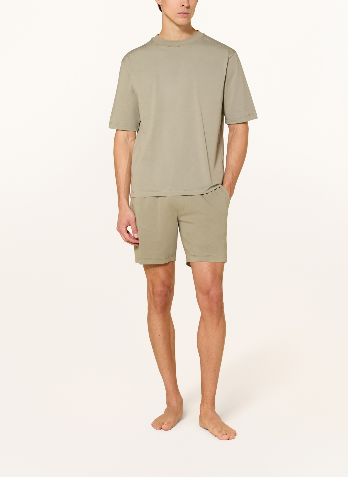 SCHIESSER Krótkie piżamy MODERN NIGHTWEAR: OLIWKOWY