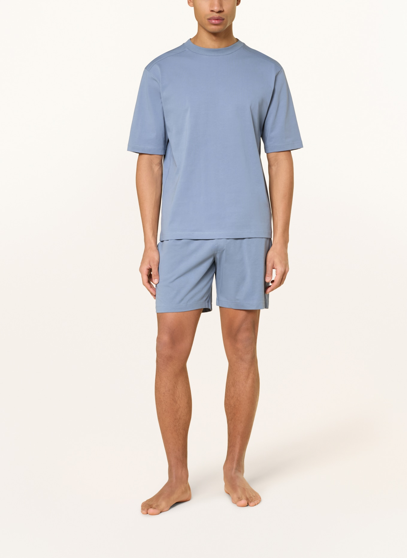 SCHIESSER Krótkie piżamy MODERN NIGHTWEAR: SZARONIEBIESKI