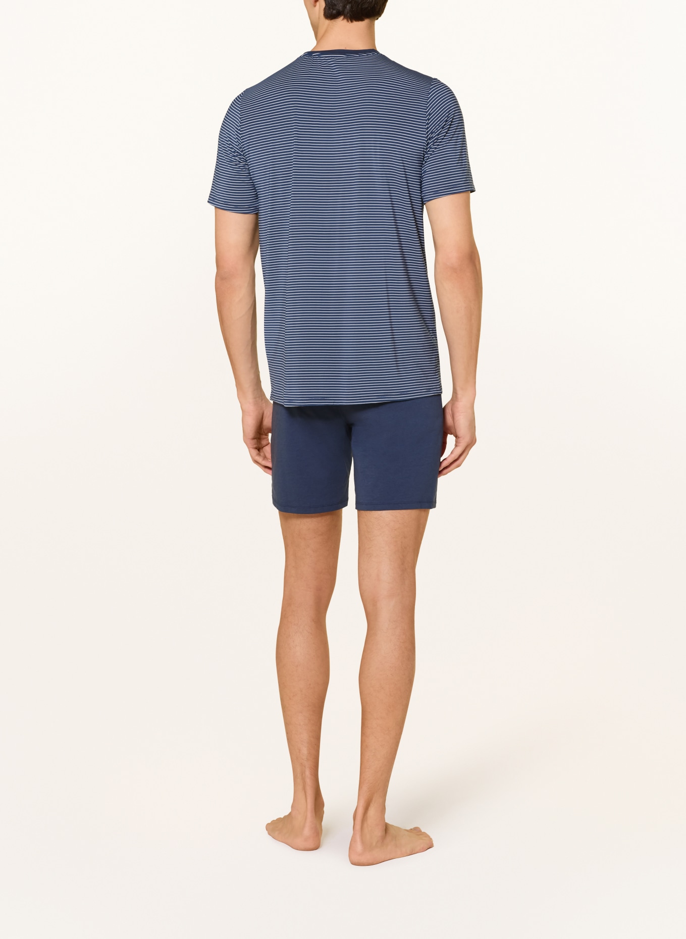 SCHIESSER Piżama typu shorty LONG LIFE SOFT: GRANATOWY / BIAŁY