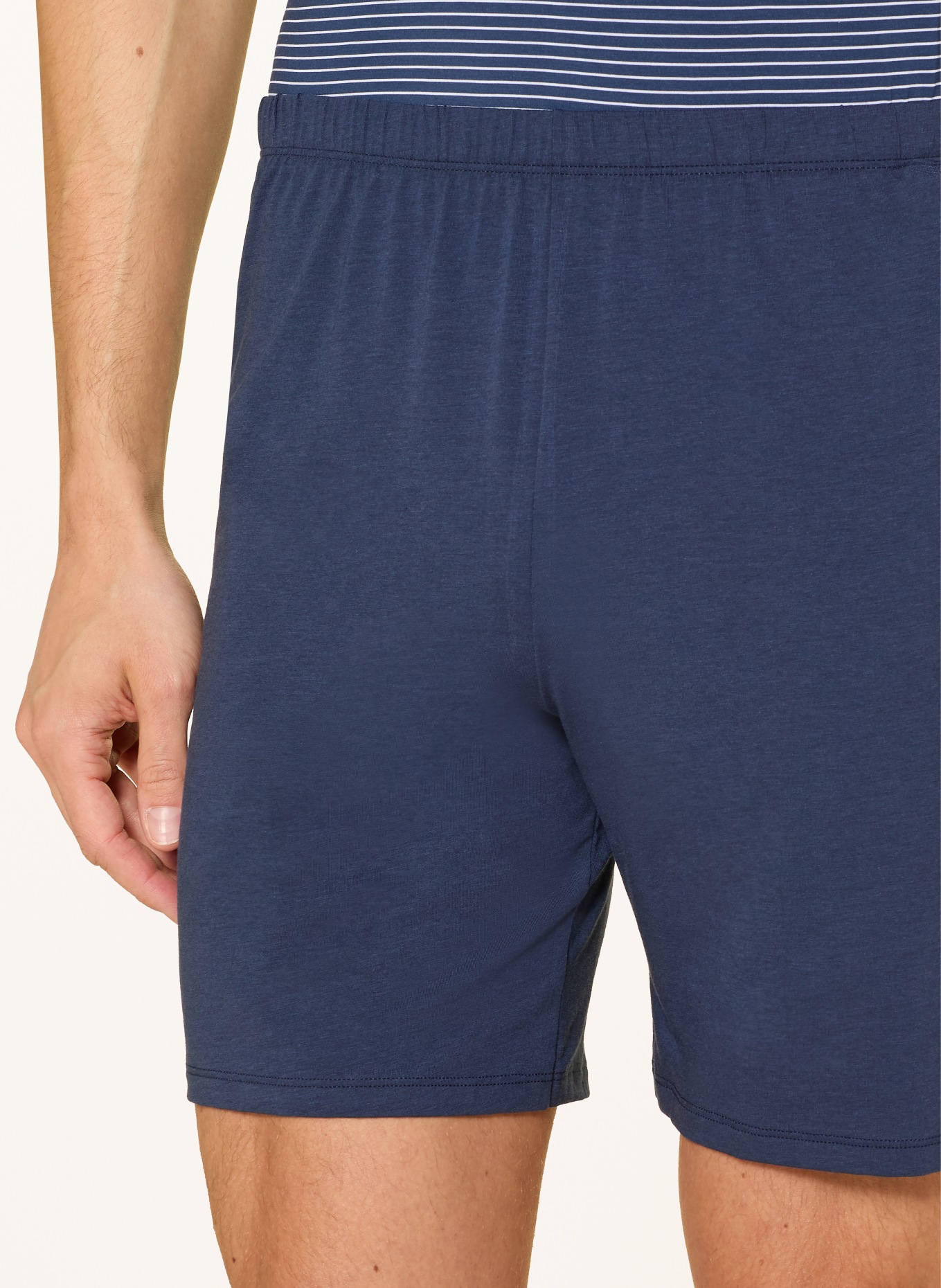 SCHIESSER Piżama typu shorty LONG LIFE SOFT: GRANATOWY / BIAŁY