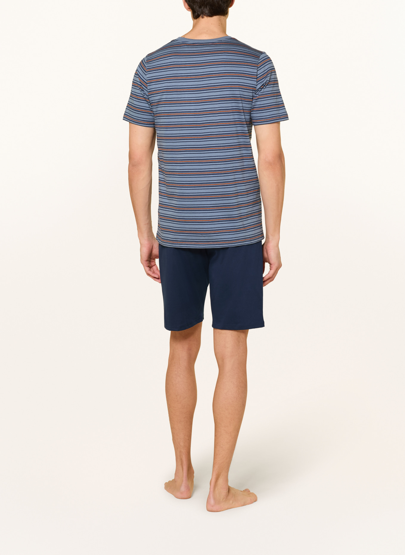 SCHIESSER Shorty pajamas CASUAL NIGHTWEAR: BLUE GRAY / ORANGE / BLUE