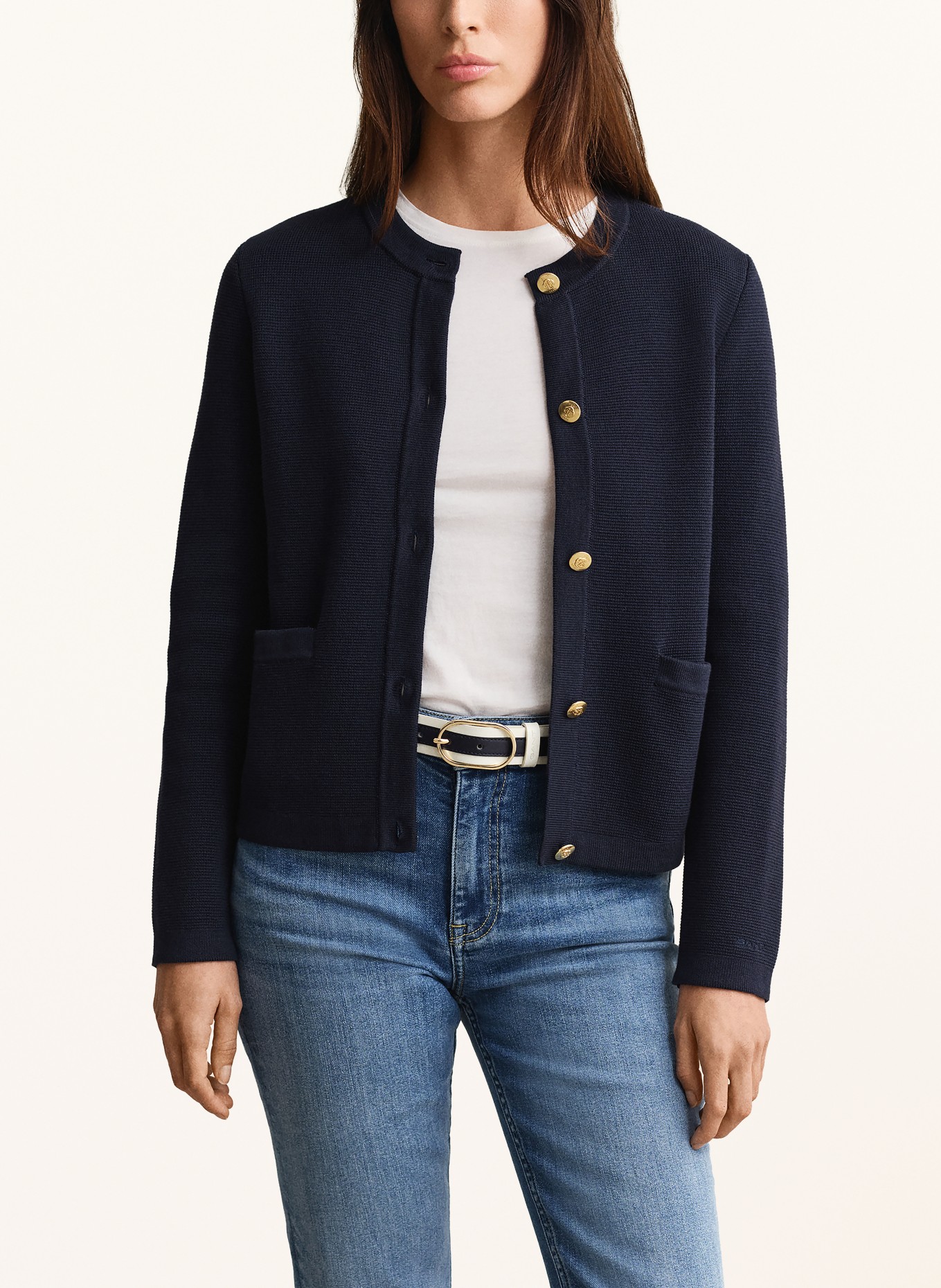 GANT Pletený kardigan: TMAVĚ MODRÁ