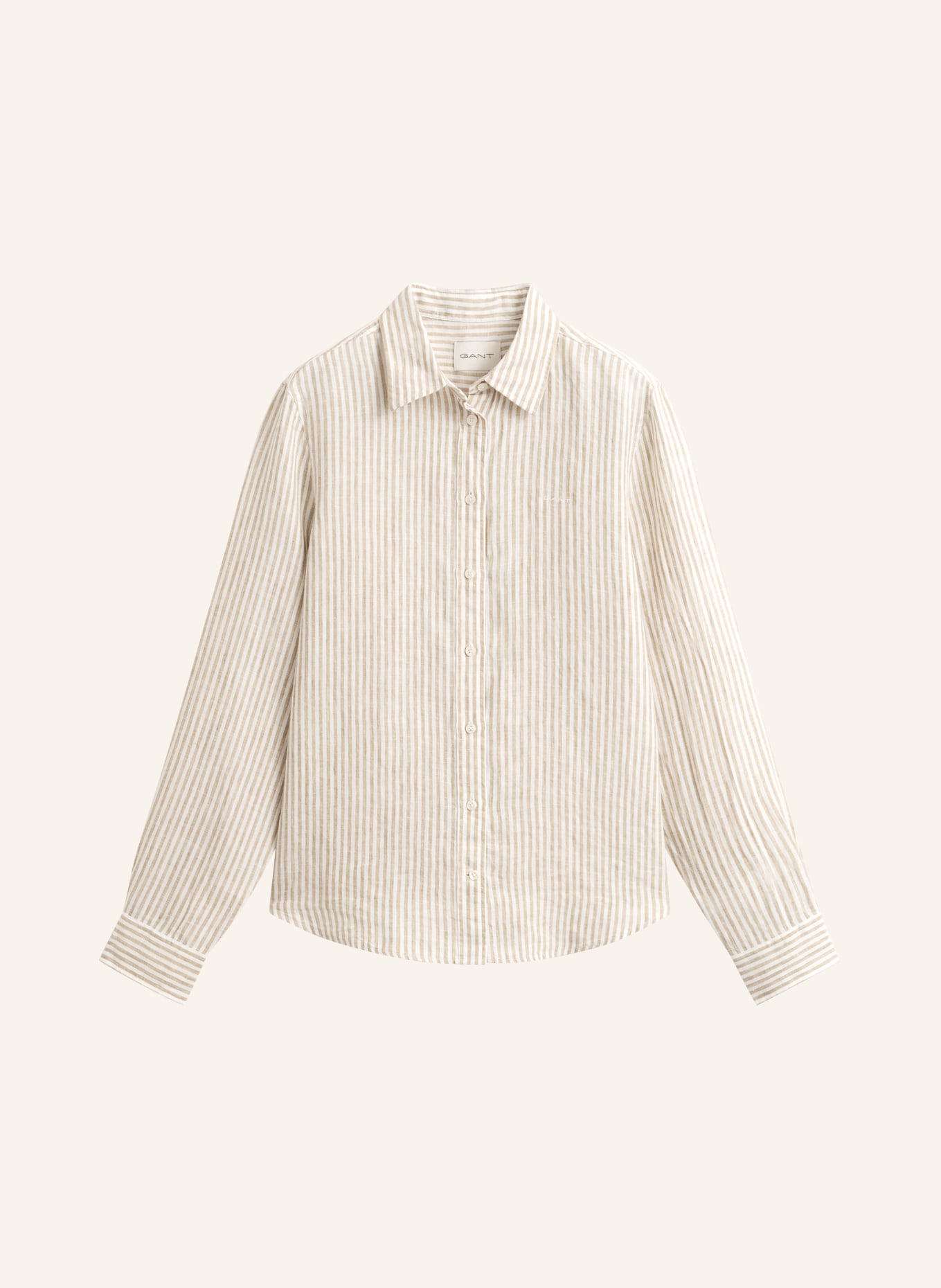 GANT Shirt blouse made of linen: BEIGE / CREAM