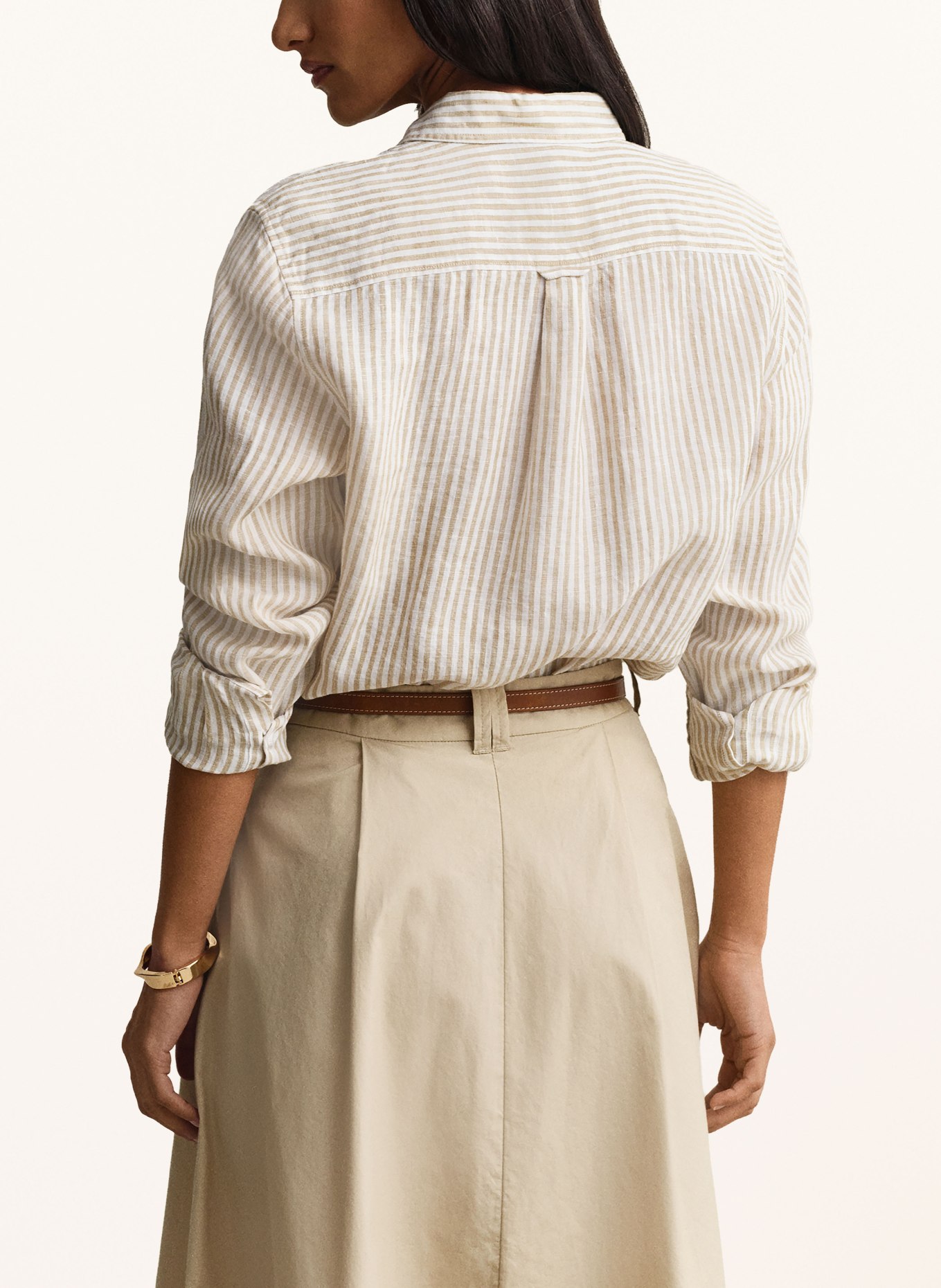 GANT Shirt blouse made of linen: BEIGE / CREAM