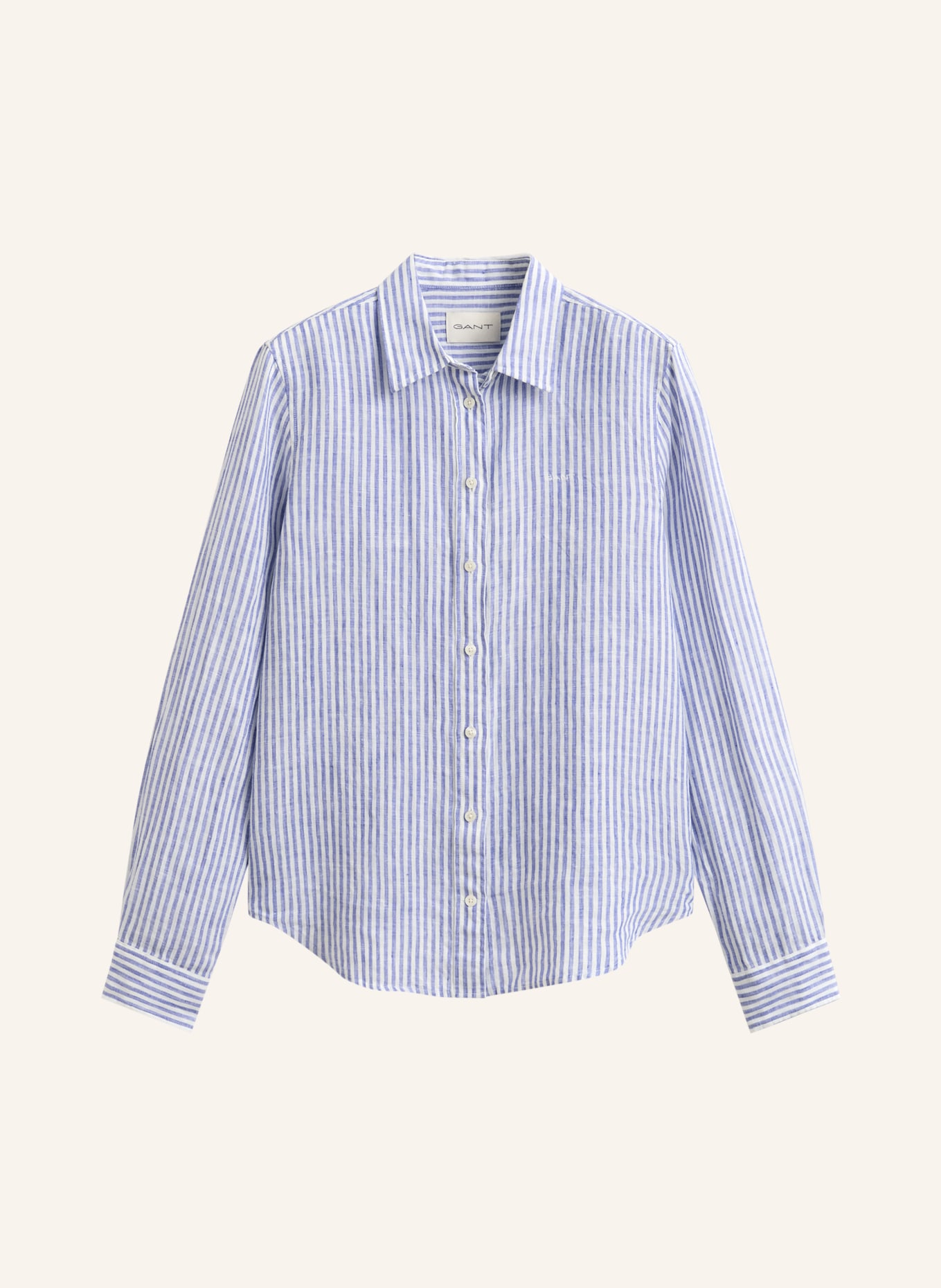 GANT Shirt blouse made of linen: BLUE / WHITE