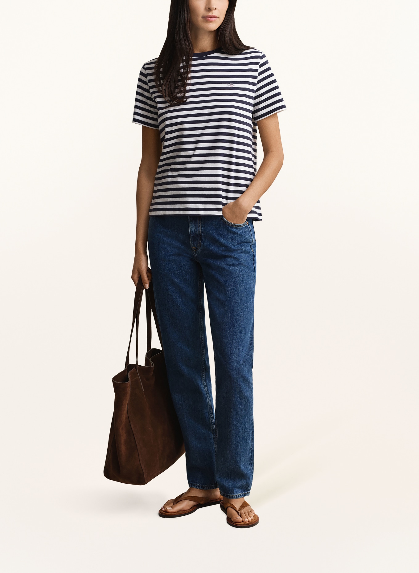 GANT Tričko: TMAVĚ MODRÁ / BÍLÁ