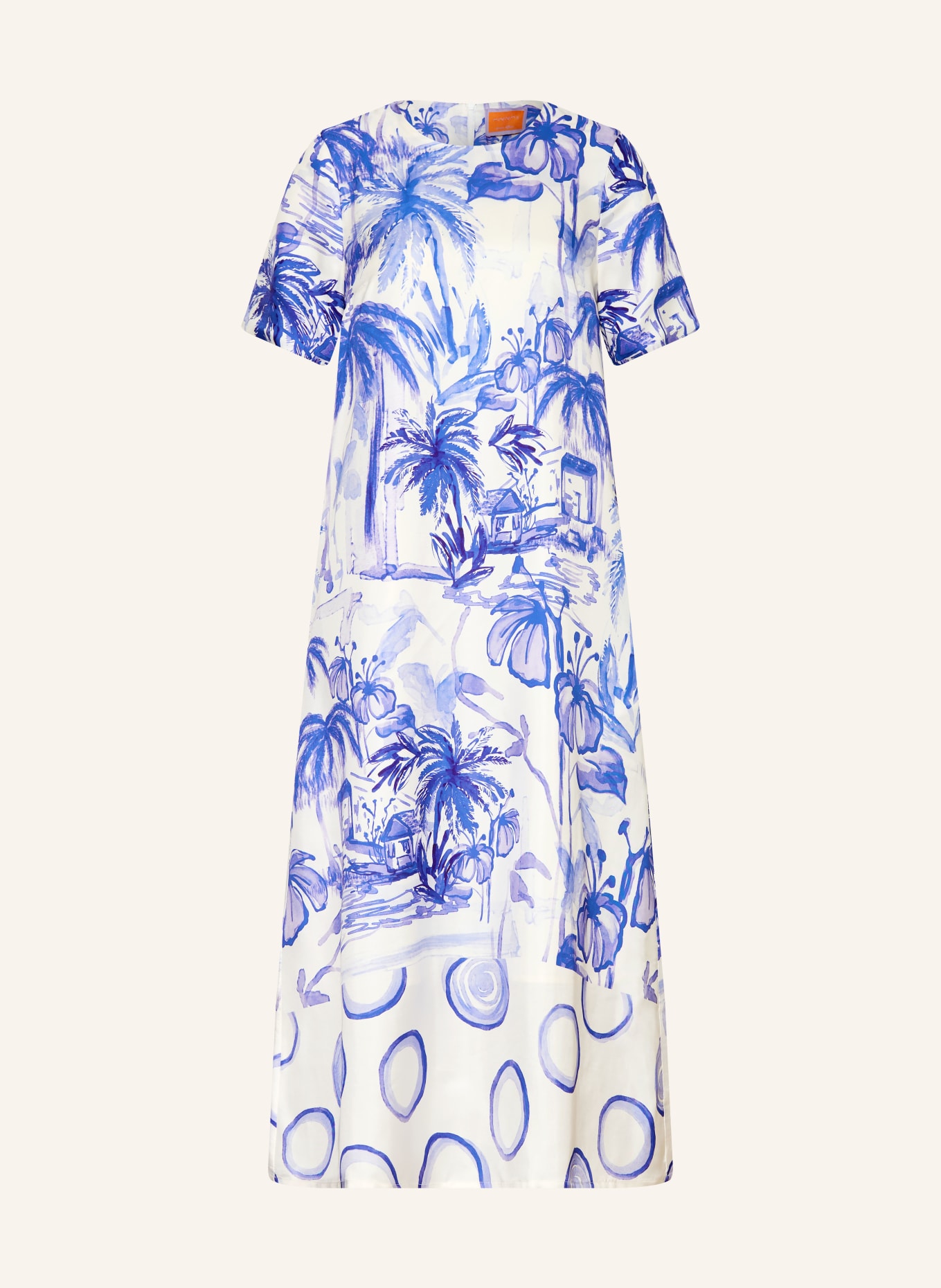 ANNA's Seidenkleid: BLAU / WEISS