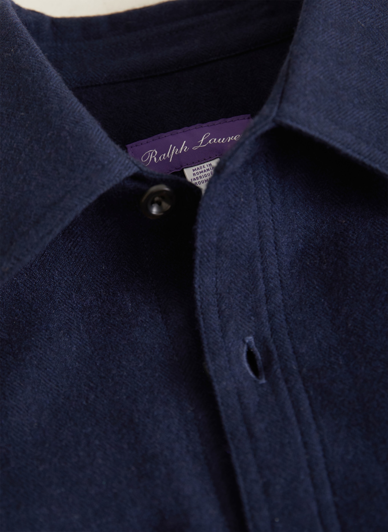 RALPH LAUREN PURPLE LABEL Flanelová košile Comfort Fit s kašmírem: TMAVĚ MODRÁ