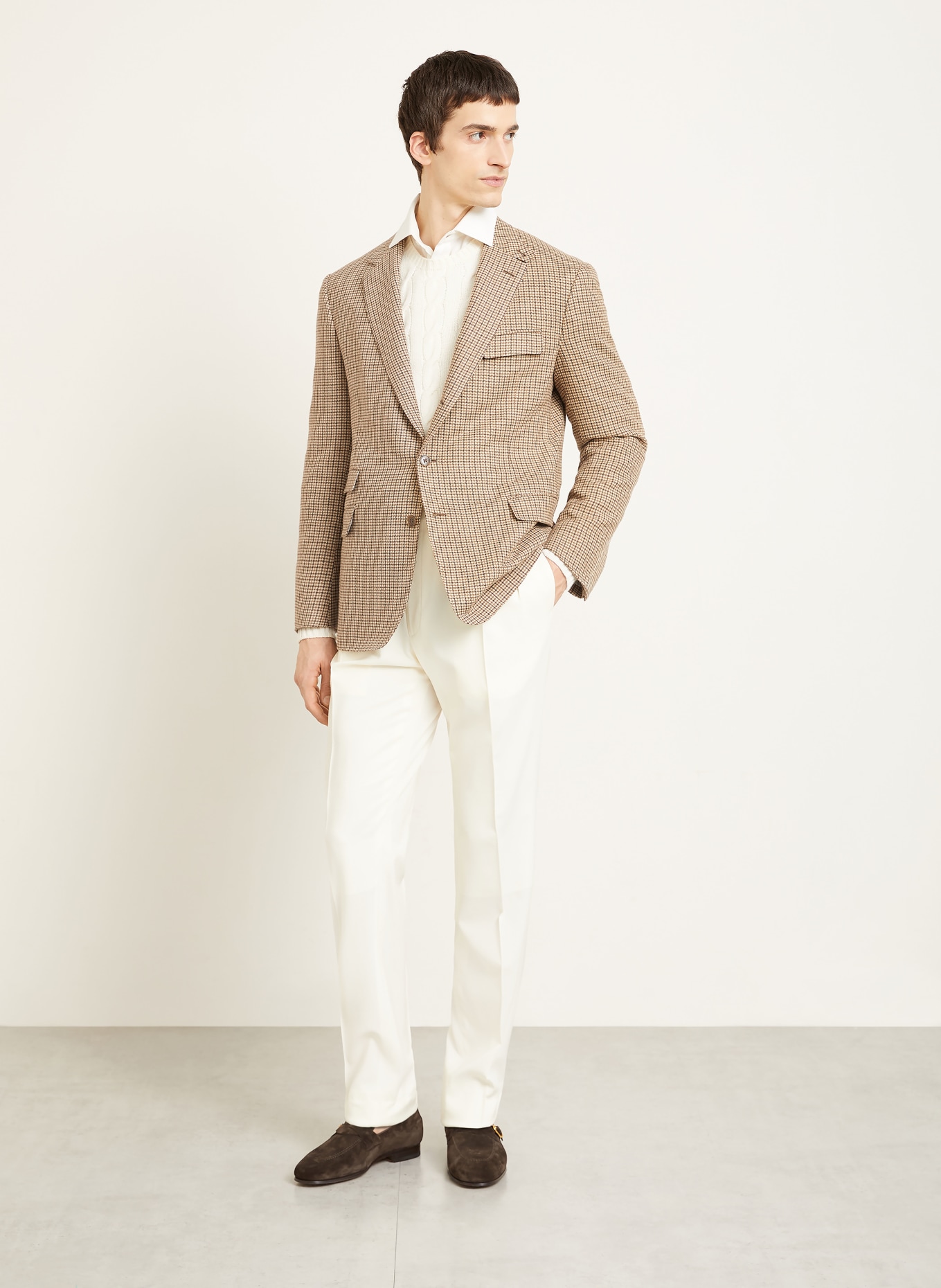 RALPH LAUREN PURPLE LABEL Sakko Regular Fit mit Cashmere: BEIGE / DUNKELBRAUN / BRAUN