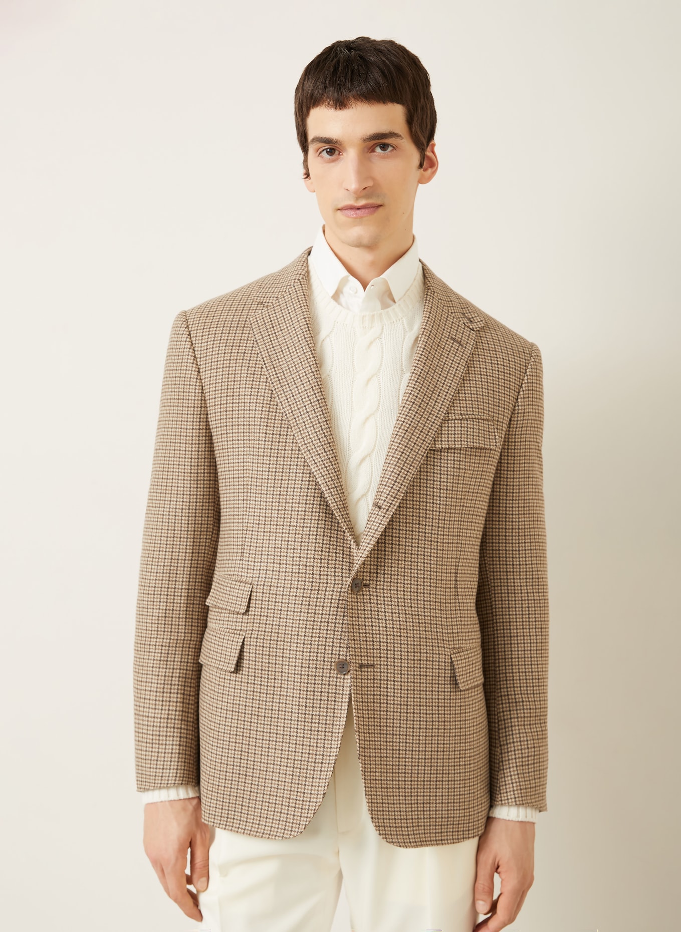 RALPH LAUREN PURPLE LABEL Sakko Regular Fit mit Cashmere: BEIGE / DUNKELBRAUN / BRAUN