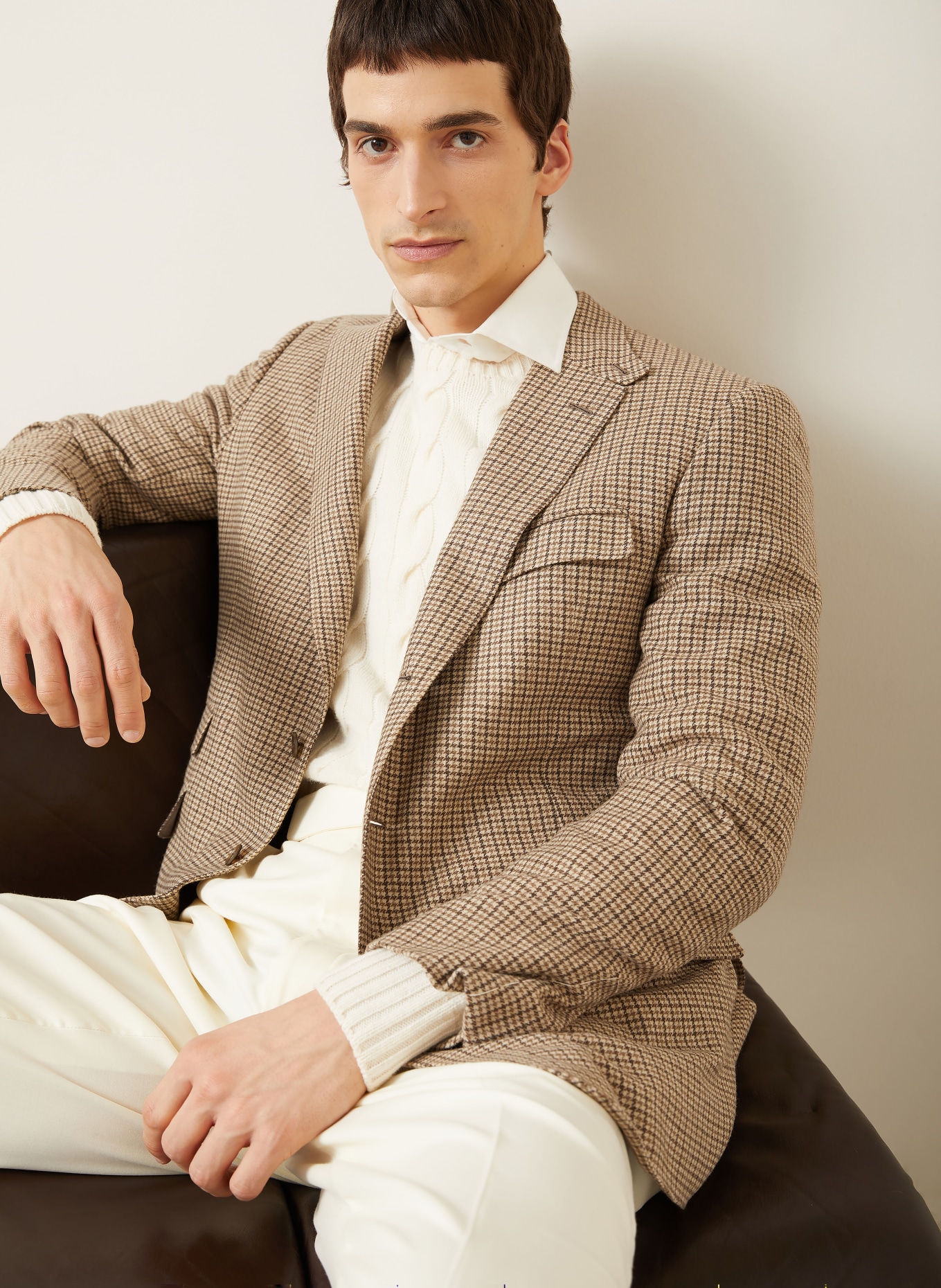 RALPH LAUREN PURPLE LABEL Sakko Regular Fit mit Cashmere: BEIGE / DUNKELBRAUN / BRAUN