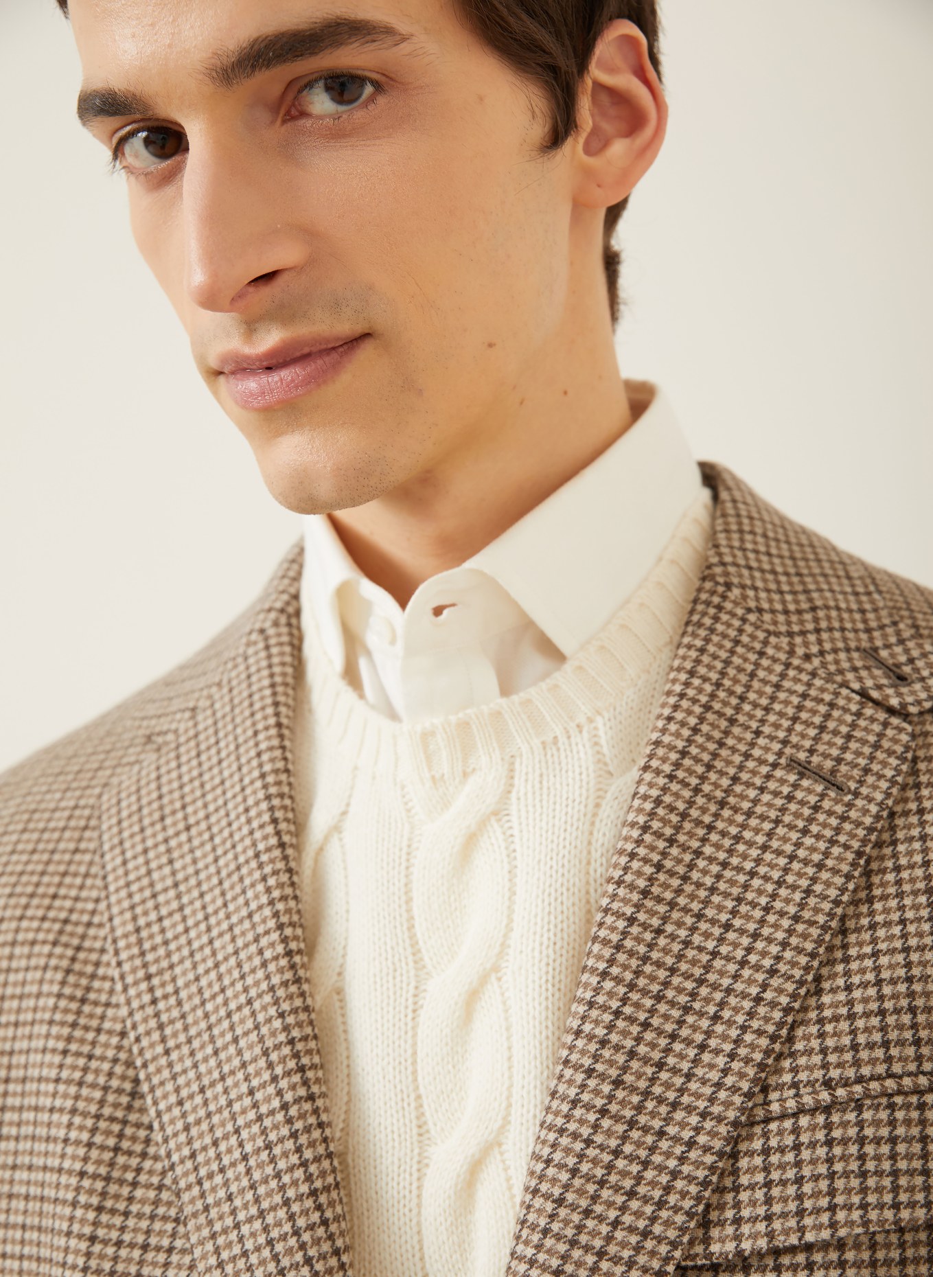 RALPH LAUREN PURPLE LABEL Sakko Regular Fit mit Cashmere: BEIGE / DUNKELBRAUN / BRAUN