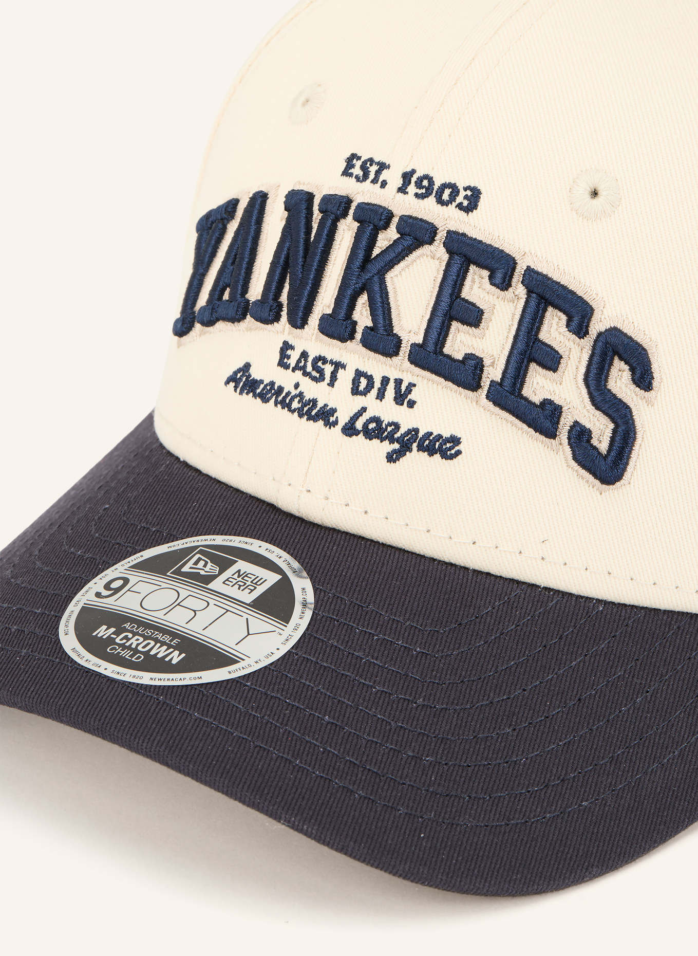 NEW ERA Cap 9FORTY® M-CROWN: ECRU / DUNKELBLAU