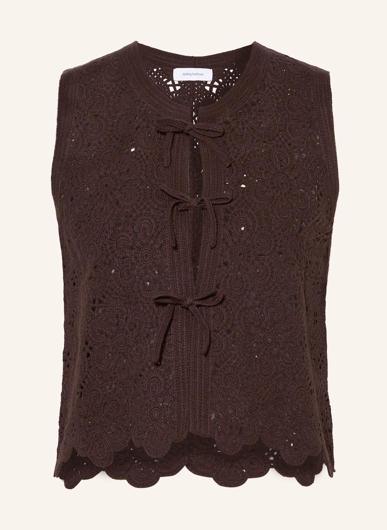 darling harbour crochet vest: DARK BROWN