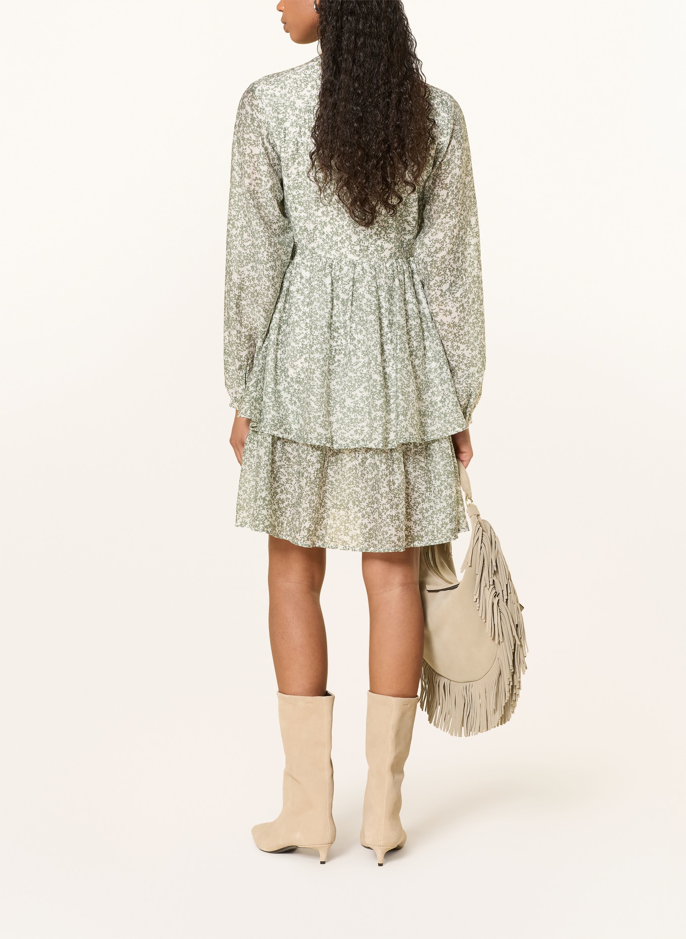 MSCH COPENHAGEN Musselinkleid MSCHSERAPHINA mit Rüschen: OLIV / WEISS