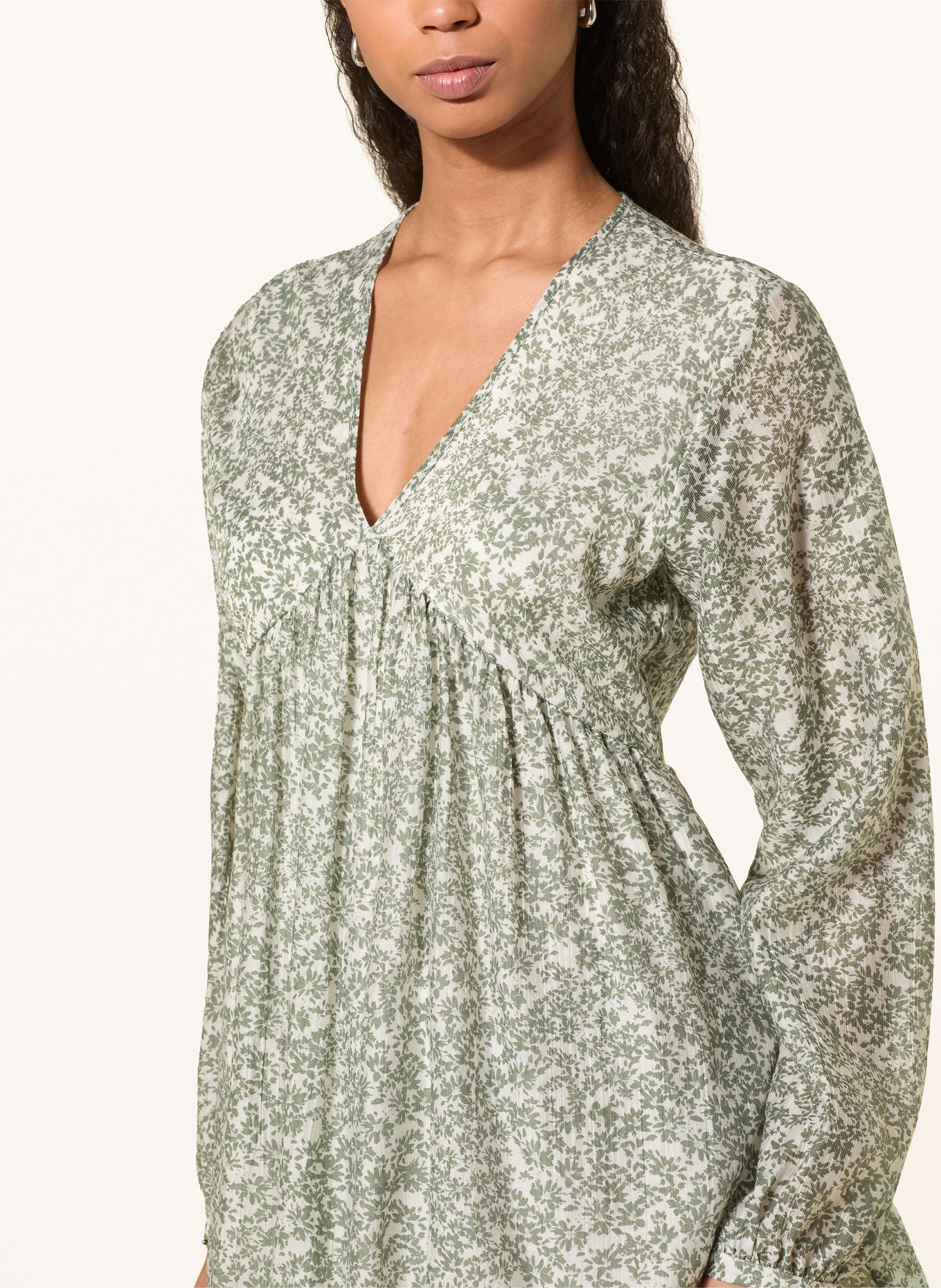 MSCH COPENHAGEN Musselinkleid MSCHSERAPHINA mit Rüschen: OLIV / WEISS