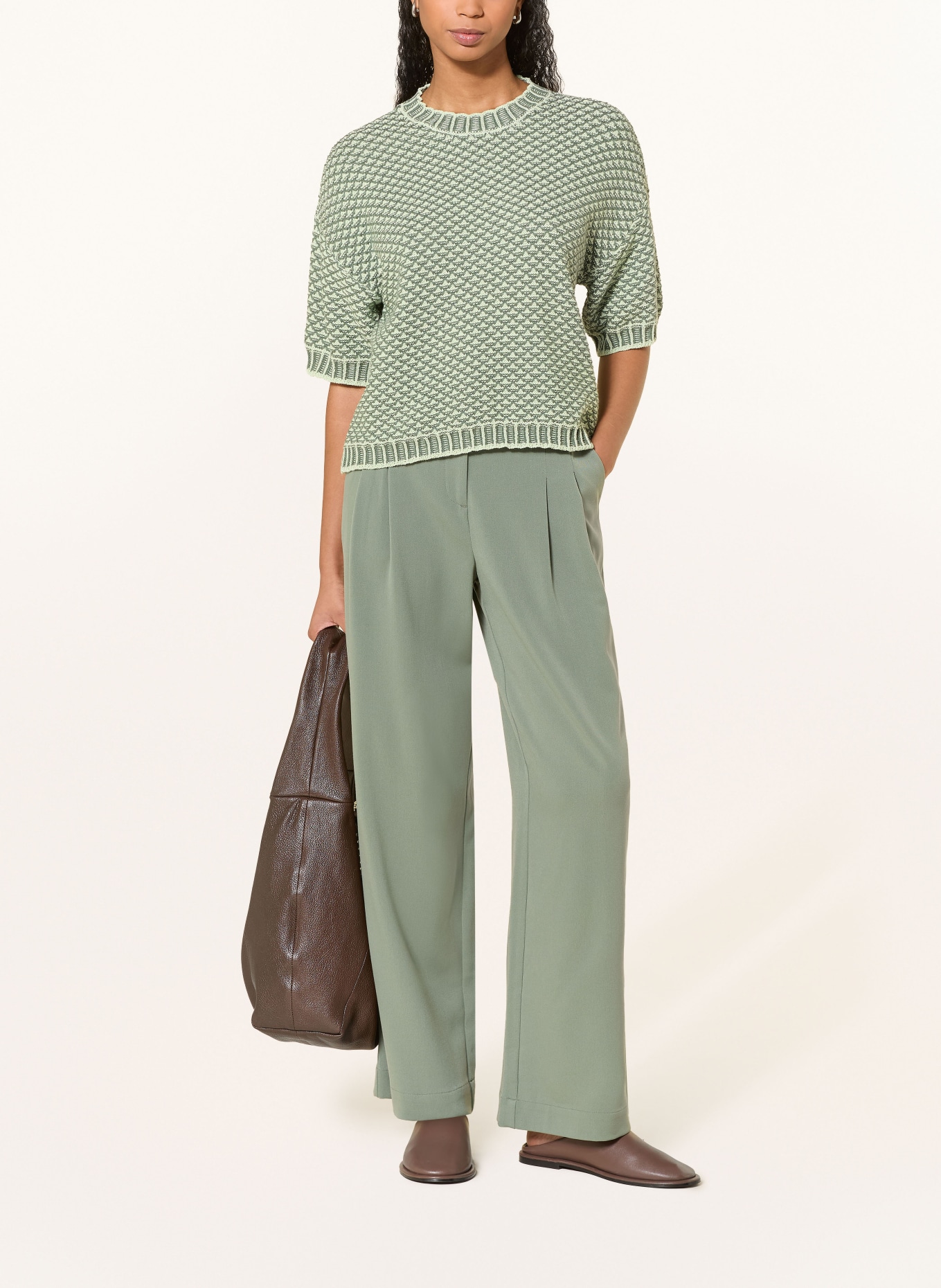 MSCH COPENHAGEN Knitted shirt MSCHCATINA PILLA: DARK GREEN / LIGHT GREEN