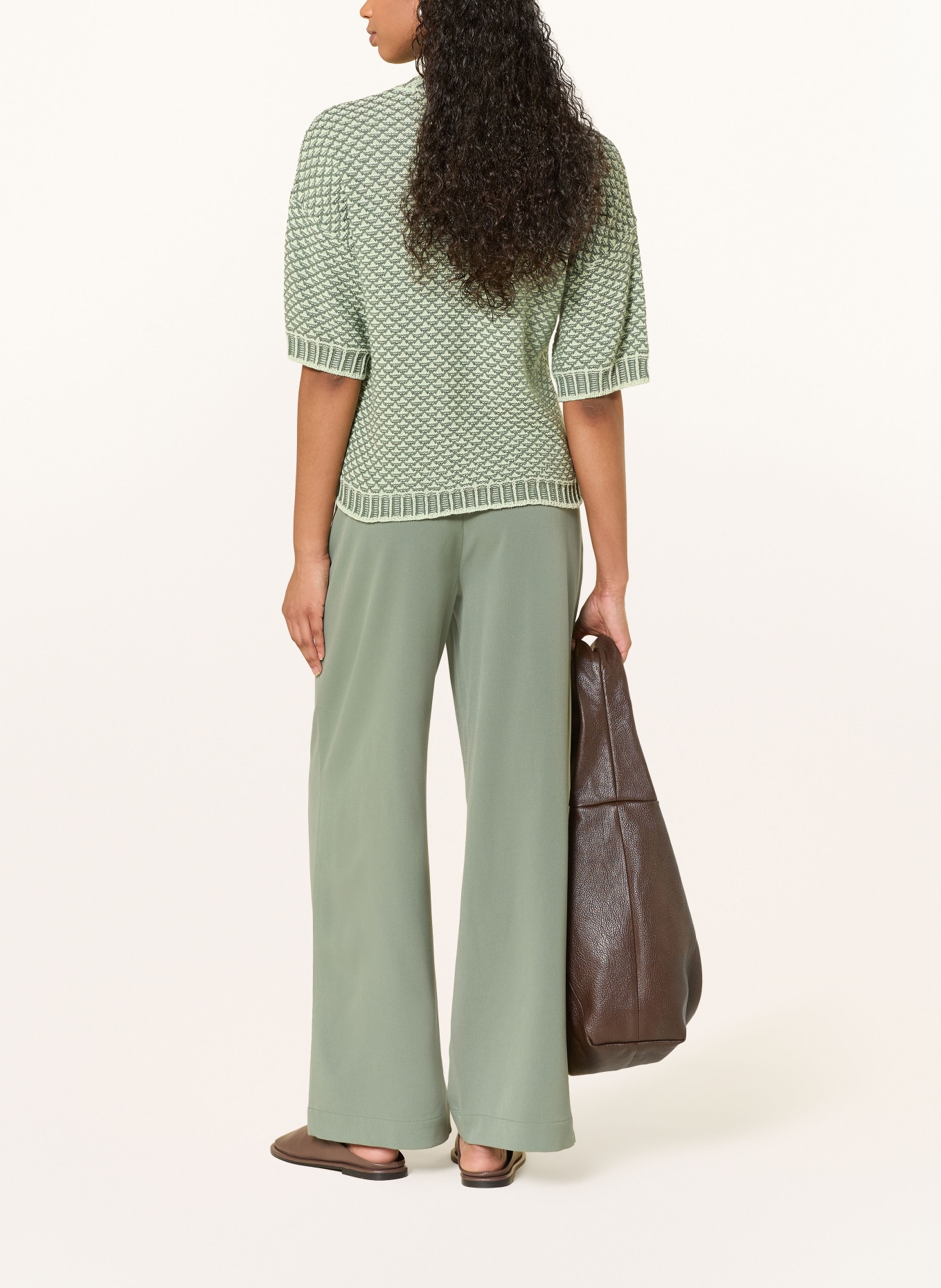 MSCH COPENHAGEN Knitted shirt MSCHCATINA PILLA: DARK GREEN / LIGHT GREEN