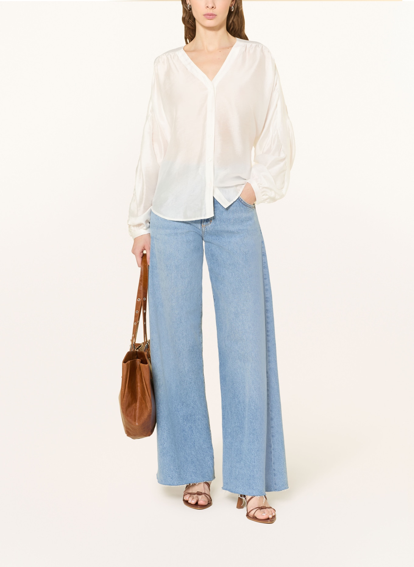 MSCH COPENHAGEN Satin blouse MASCHRAMONA RIKKELIA: ECRU