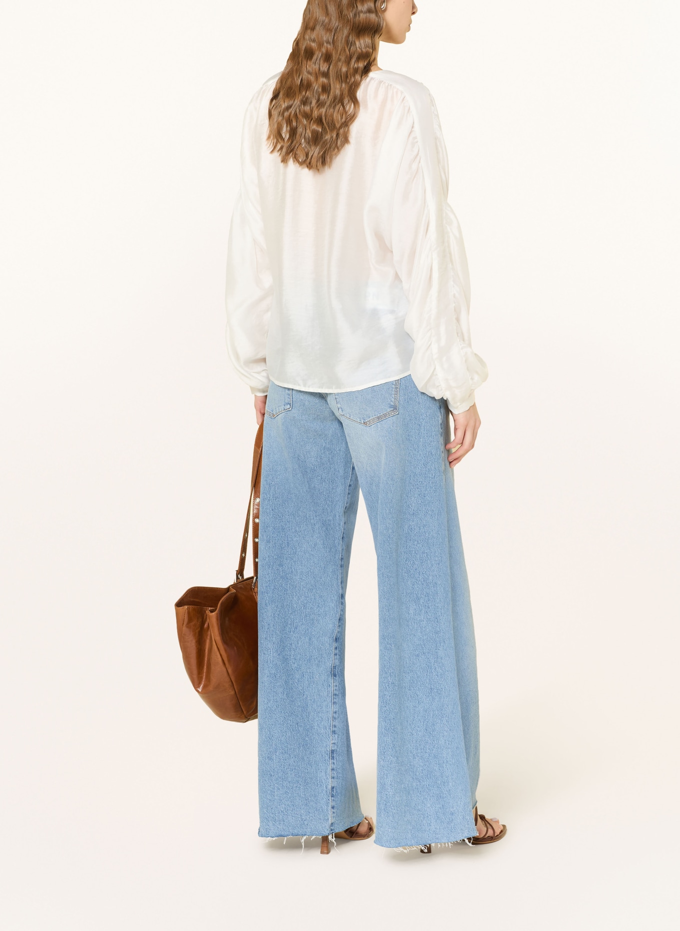 MSCH COPENHAGEN Satin blouse MASCHRAMONA RIKKELIA: ECRU