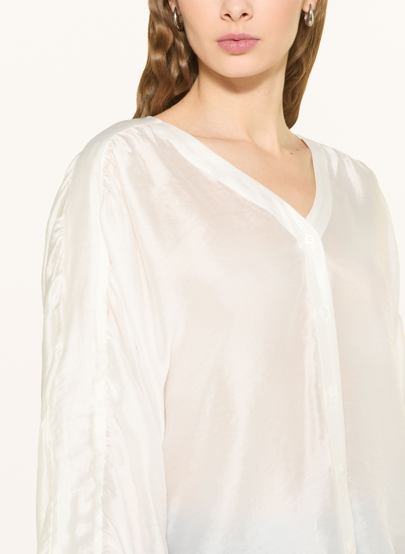 MSCH COPENHAGEN Satin blouse MASCHRAMONA RIKKELIA: ECRU