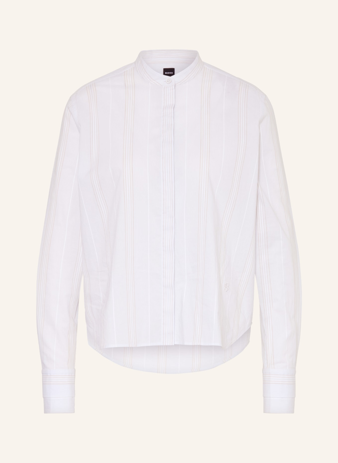 BOSS Blůza BERTYNA: TMAVĚ MODRÁ / ČERNOŠEDÁ / BÍLÁ