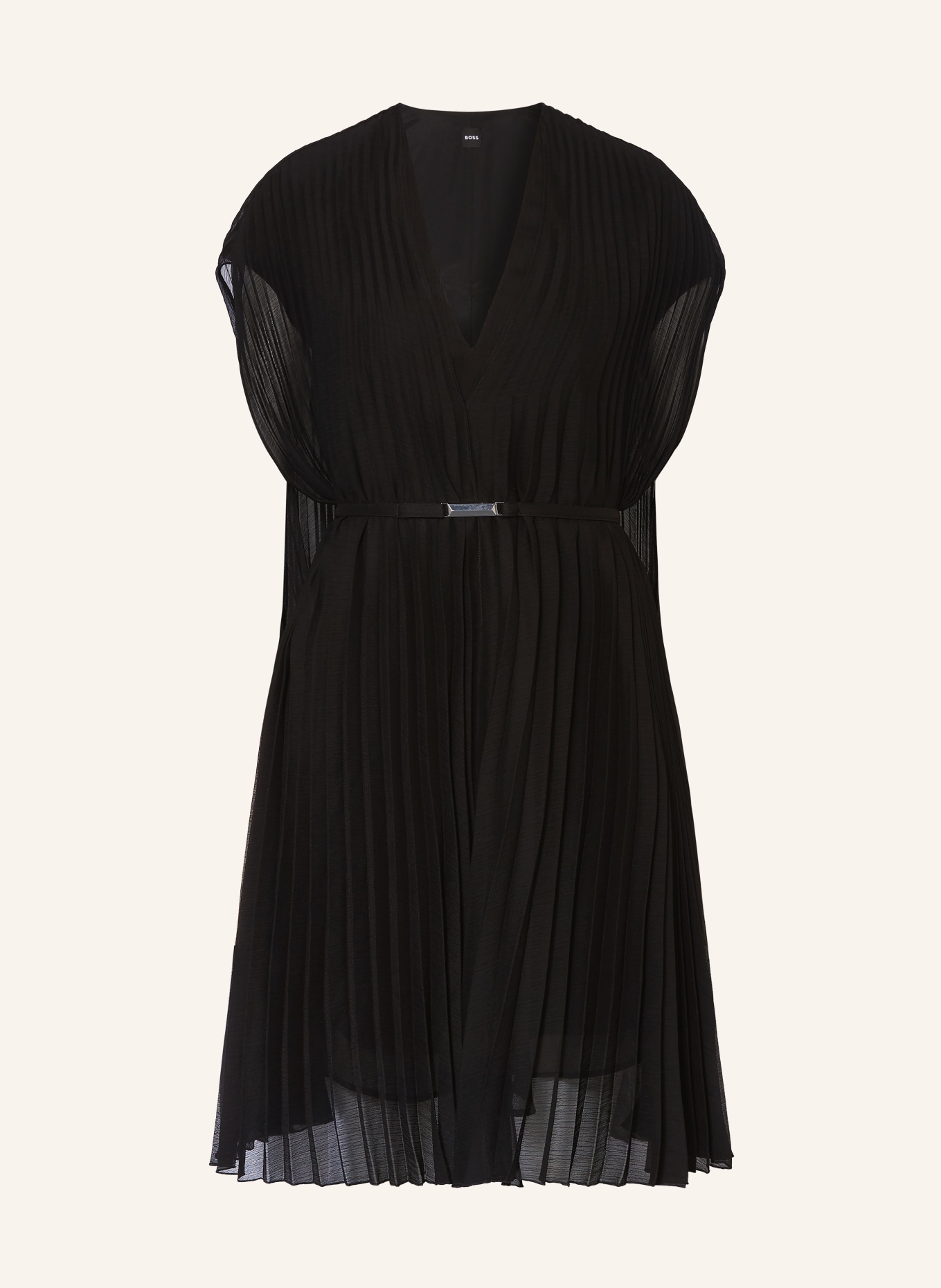 BOSS Koktejlové šaty s plisováním: ČERNÁ