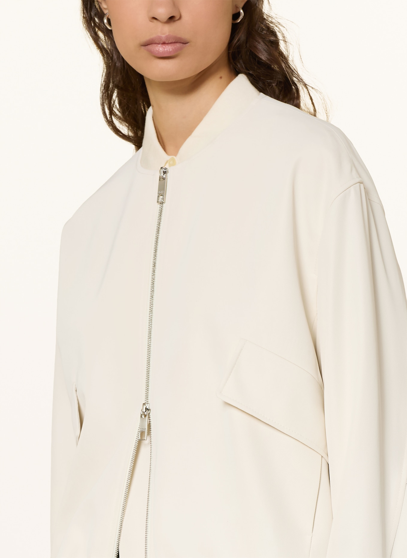 BOSS JAJILA satin blouson: ECRU