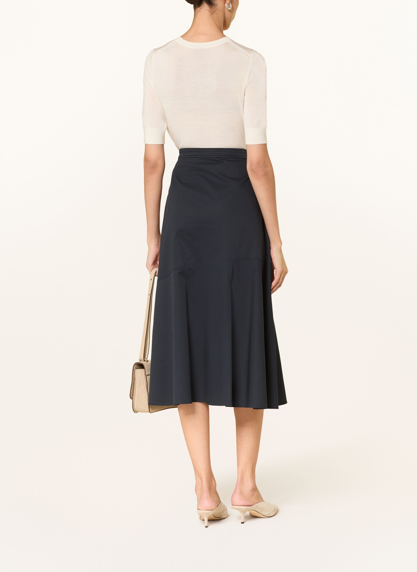 BOSS Sukně VULERAN s překříženým střihem: TMAVĚ MODRÁ