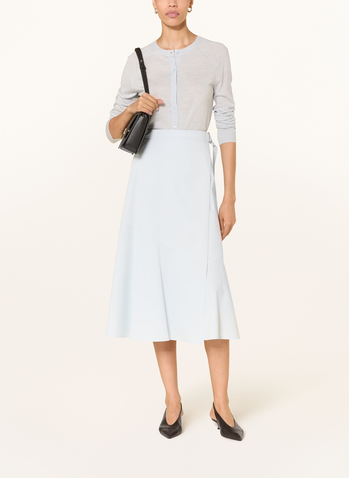 BOSS Sukně VULERAN s překříženým střihem: TMAVĚ MODRÁ