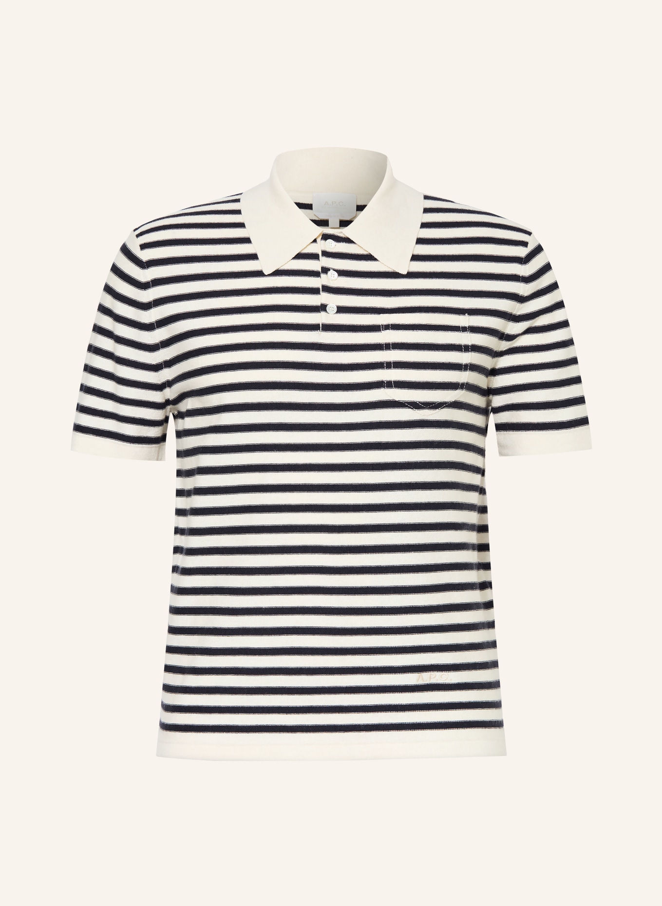 A.P.C. ELIOT knitted polo shirt: ECRU / DARK BLUE