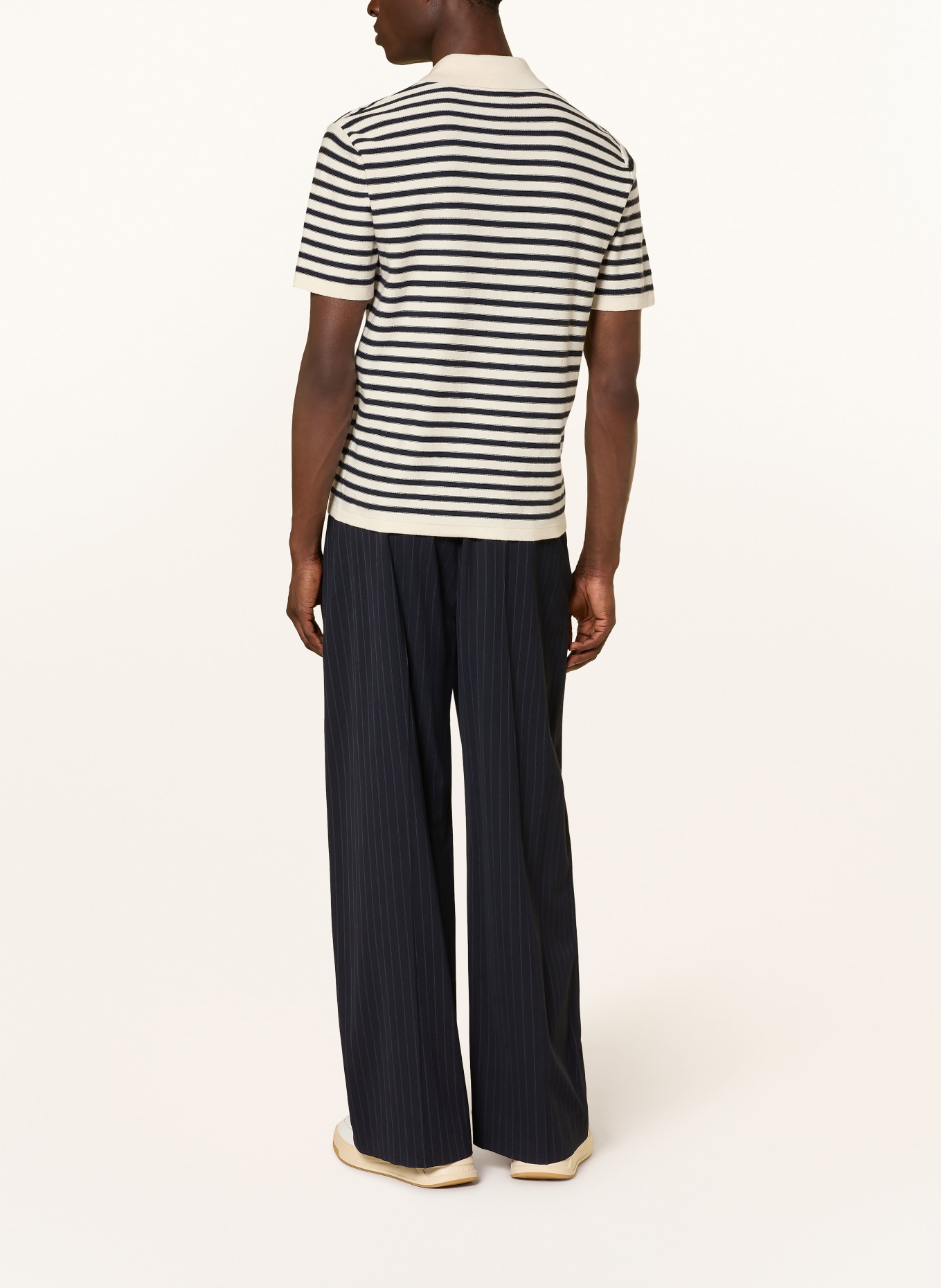 A.P.C. ELIOT knitted polo shirt: ECRU / DARK BLUE