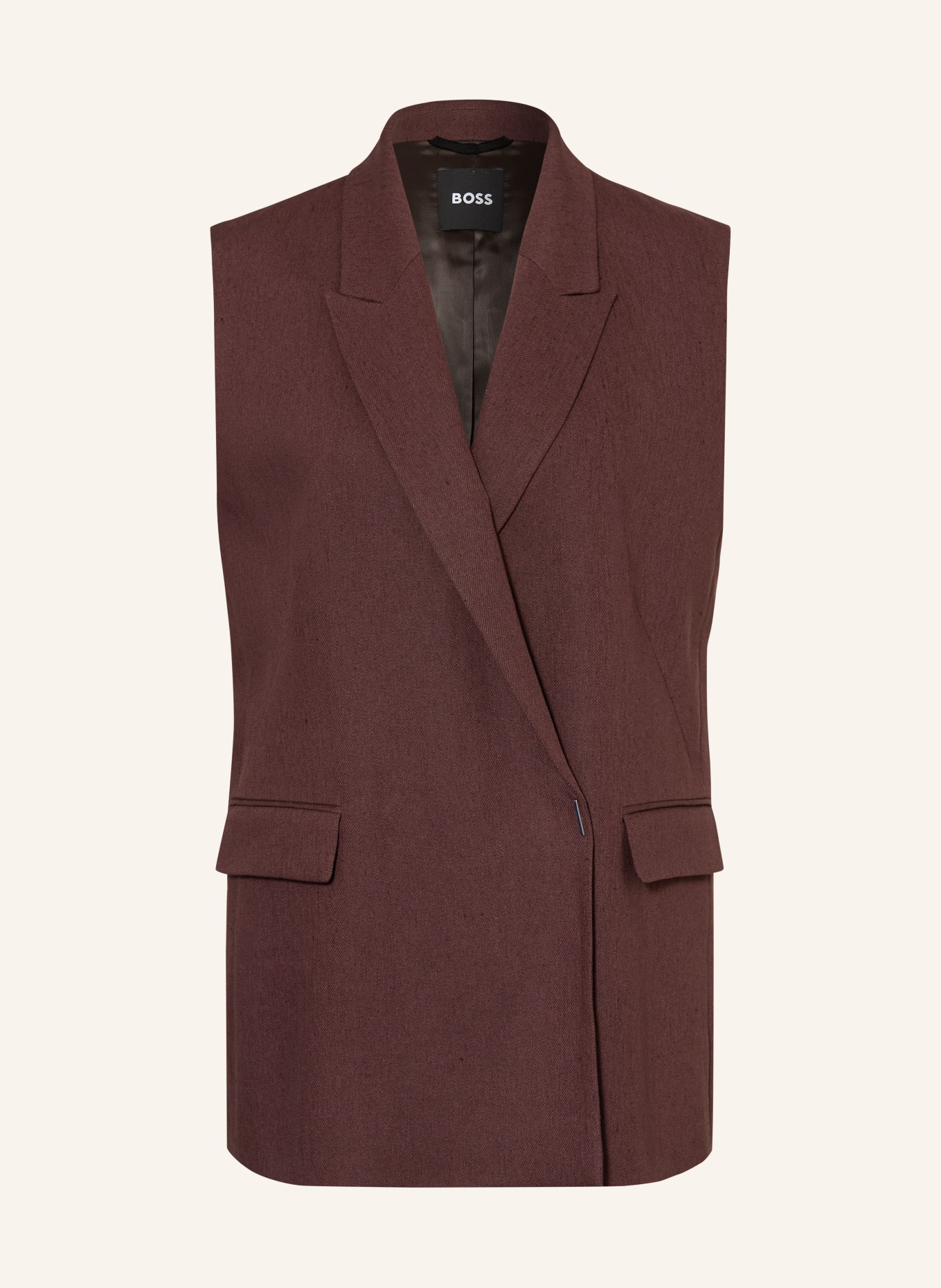 BOSS Gilet blazer JANKANIA avec lin: MARRON FONCÉ