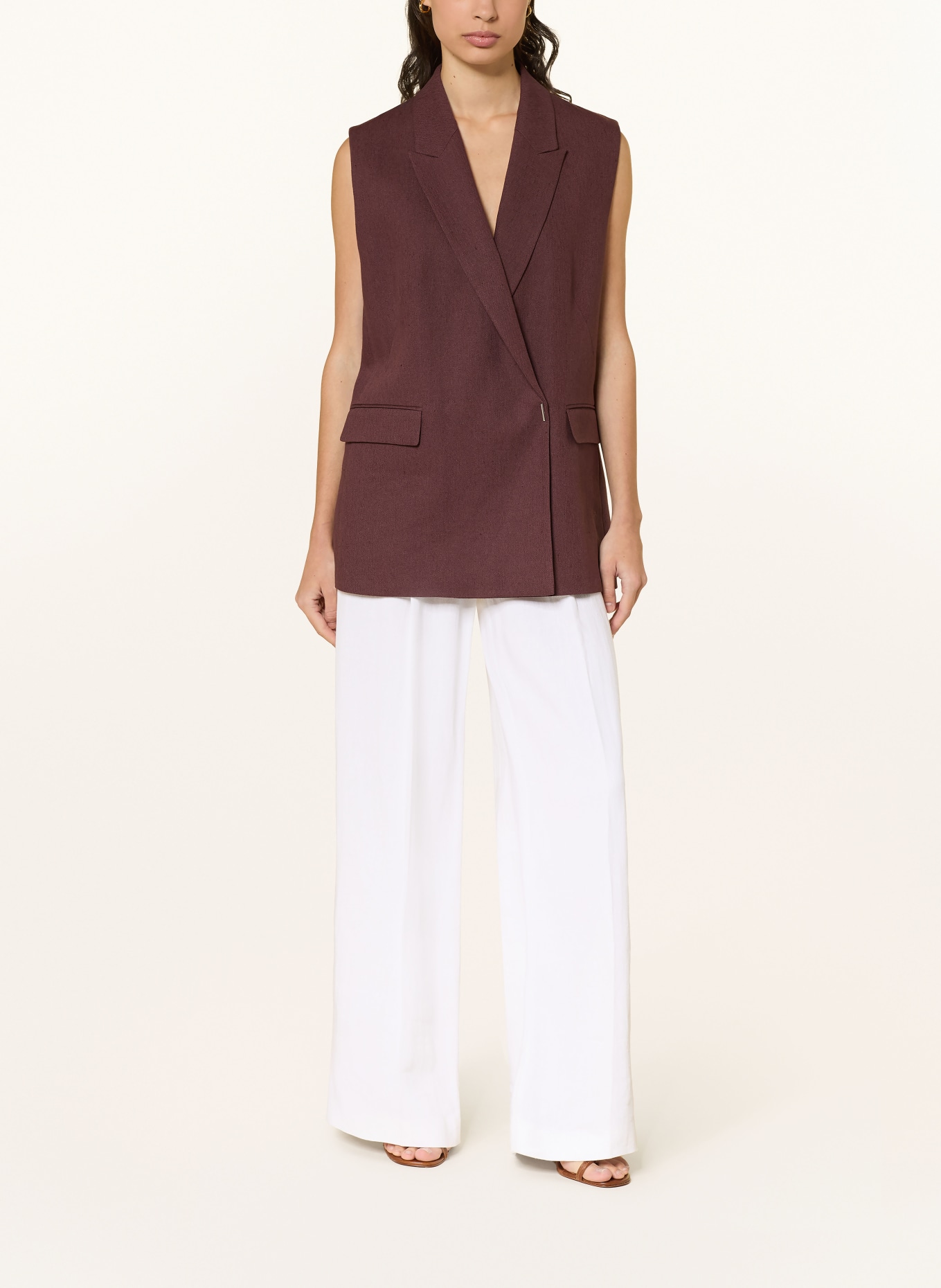 BOSS Gilet blazer JANKANIA avec lin: MARRON FONCÉ