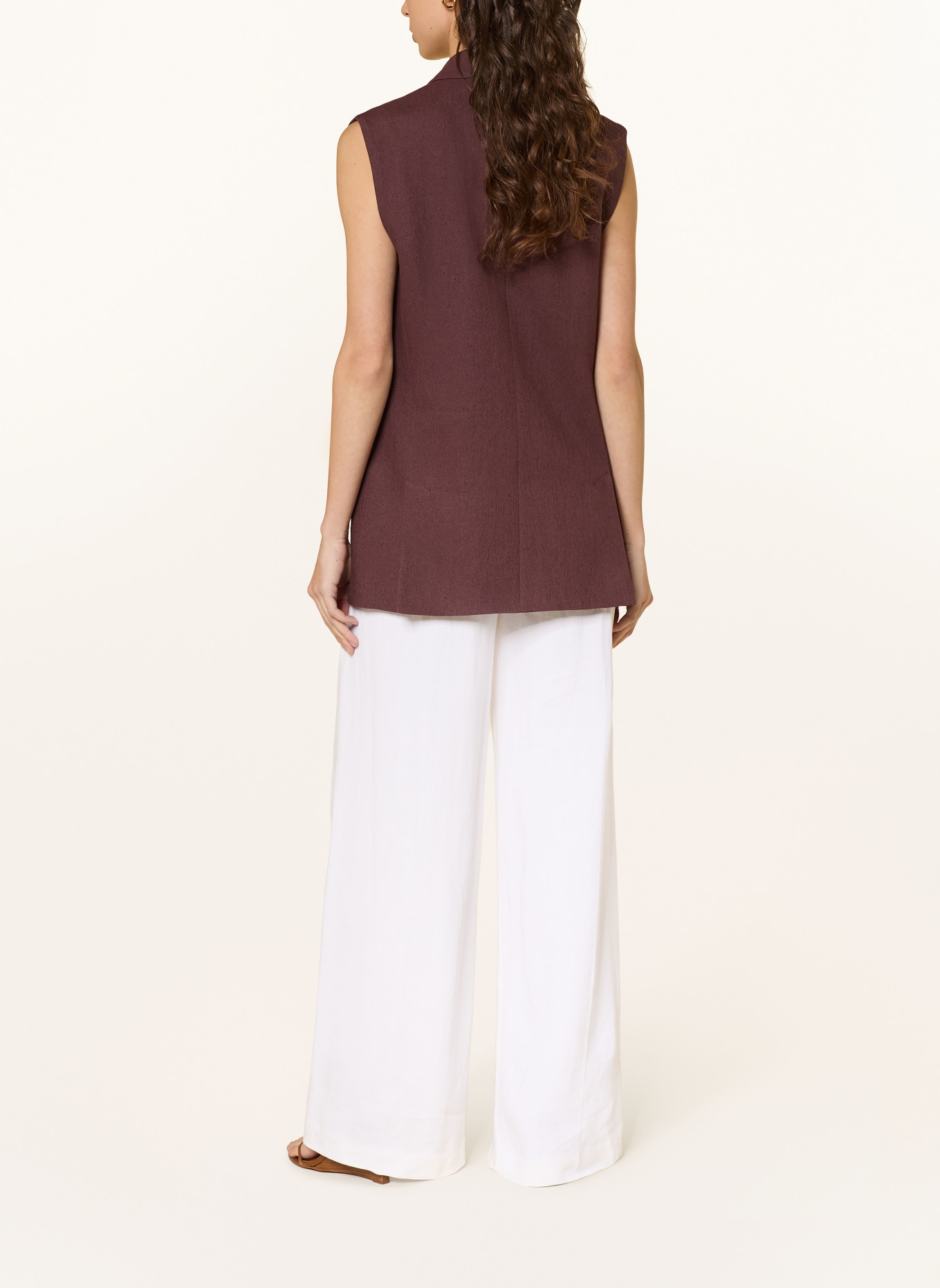 BOSS Gilet blazer JANKANIA avec lin: MARRON FONCÉ