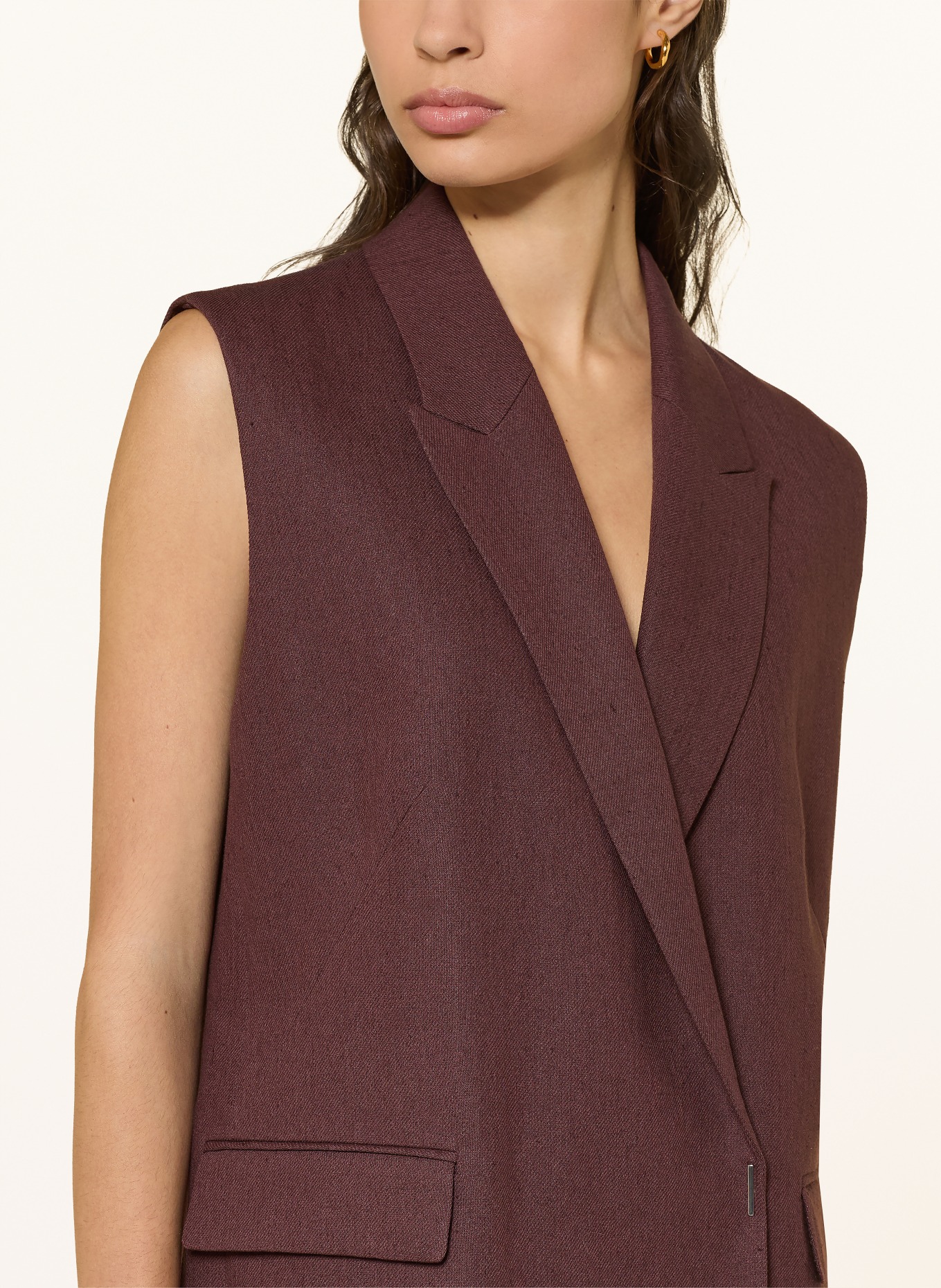 BOSS Gilet blazer JANKANIA avec lin: MARRON FONCÉ