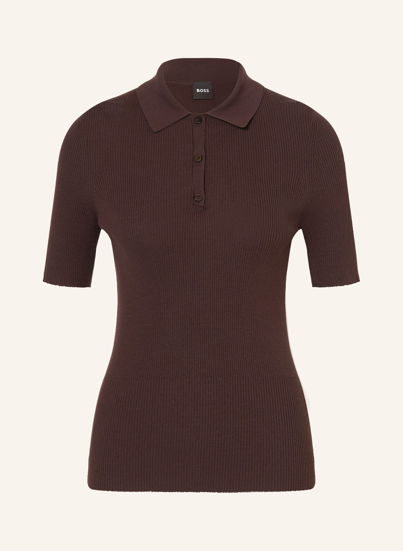 BOSS Polo en maille FESKUS: MARRON FONCÉ