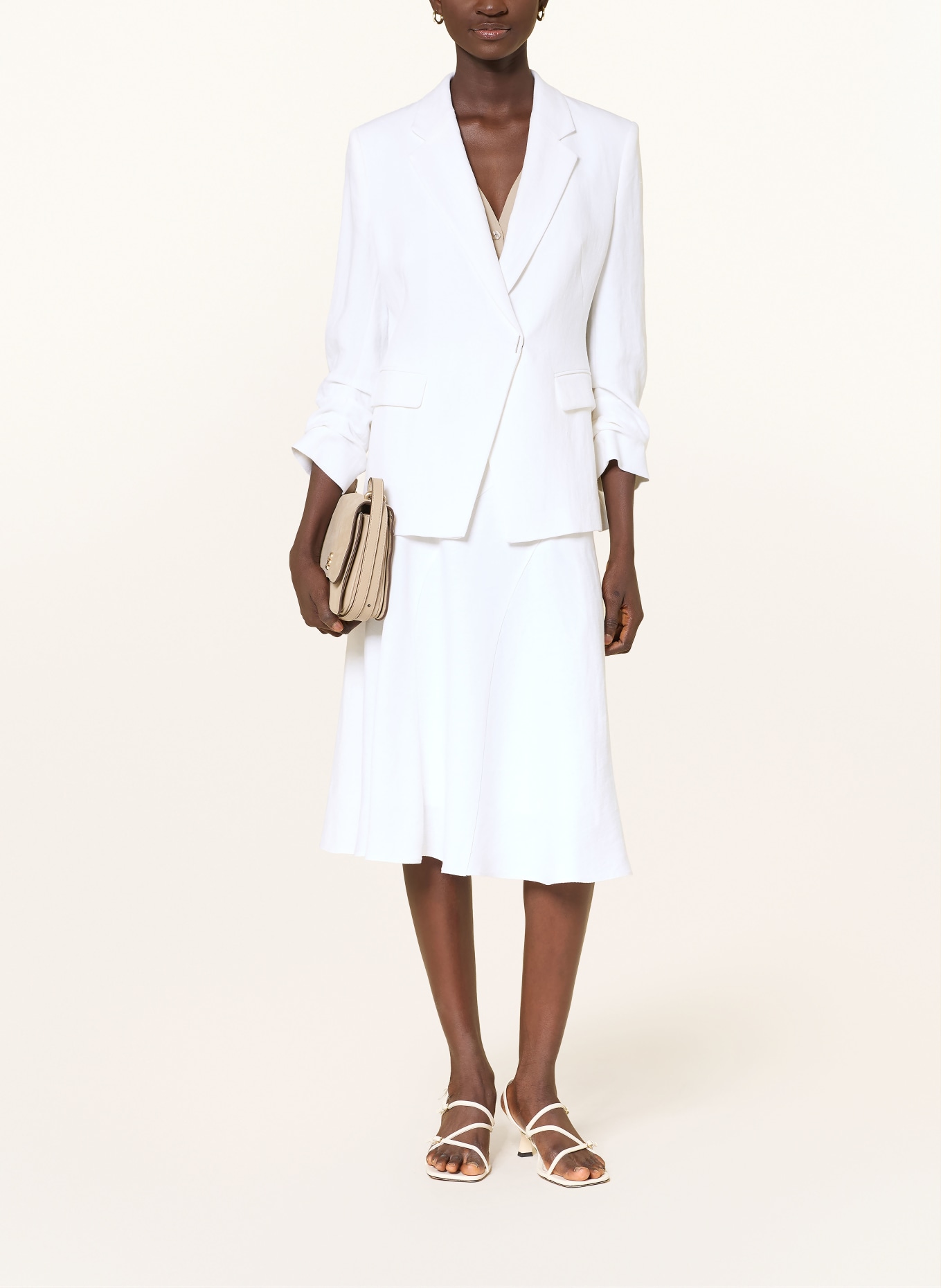 BOSS Blazer JIA en lin à manches 3/4: ÉCRU