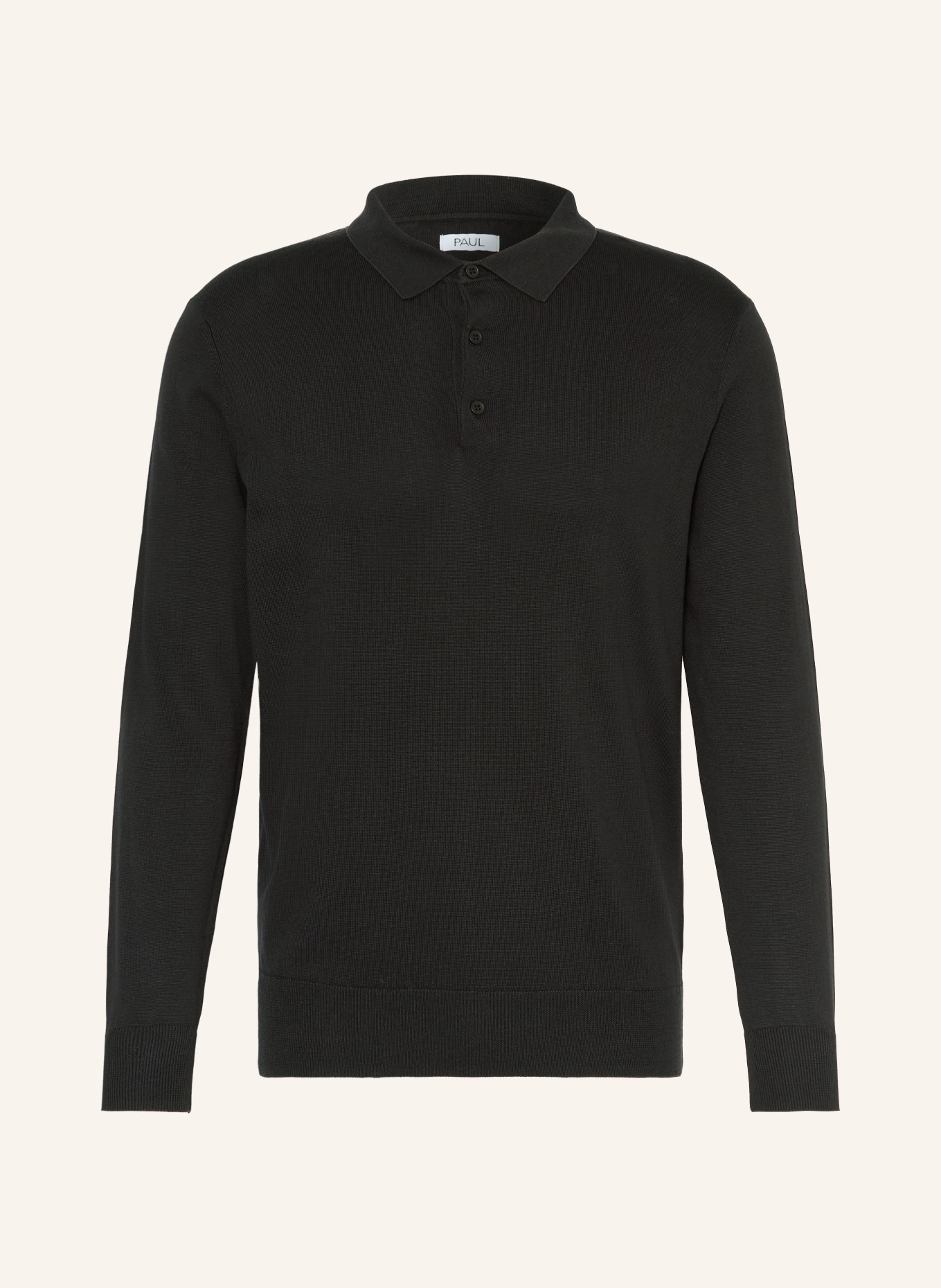 PAUL Strick-Poloshirt: SCHWARZ